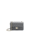 CHANEL 22A MINI RECTANGULAR FLAP BAG LAMBSKIN GREY LGHW (MICROCHIP).