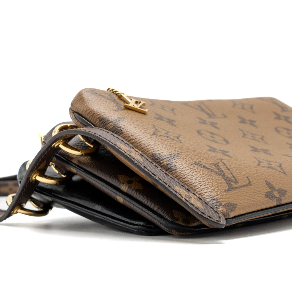 LOUIS VUITTON LV3 POCHETTE SHOULDER BAG REVERSE MONOGRAM CANVAS LAMBSKIN GHW