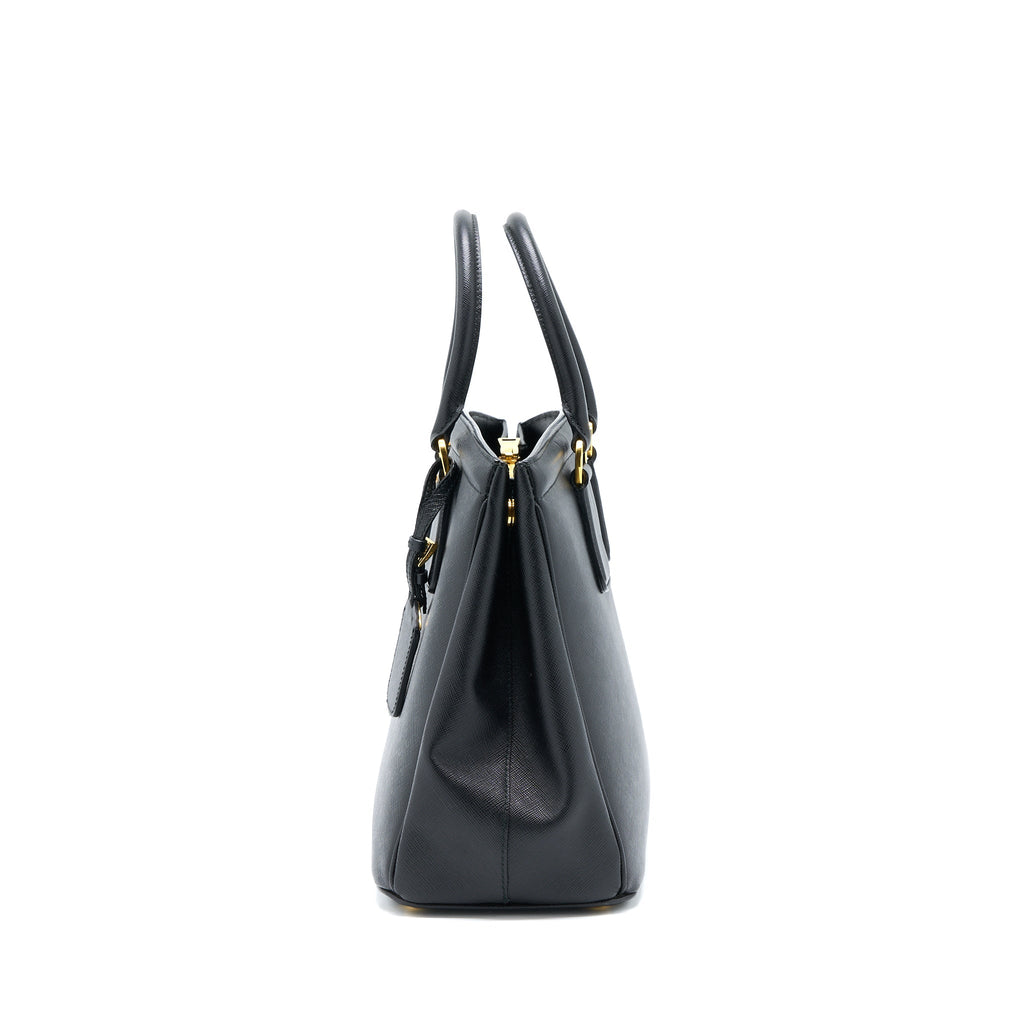 PRADA TOP HANDLE TOTE BAG CALFSKIN BLACK GHW