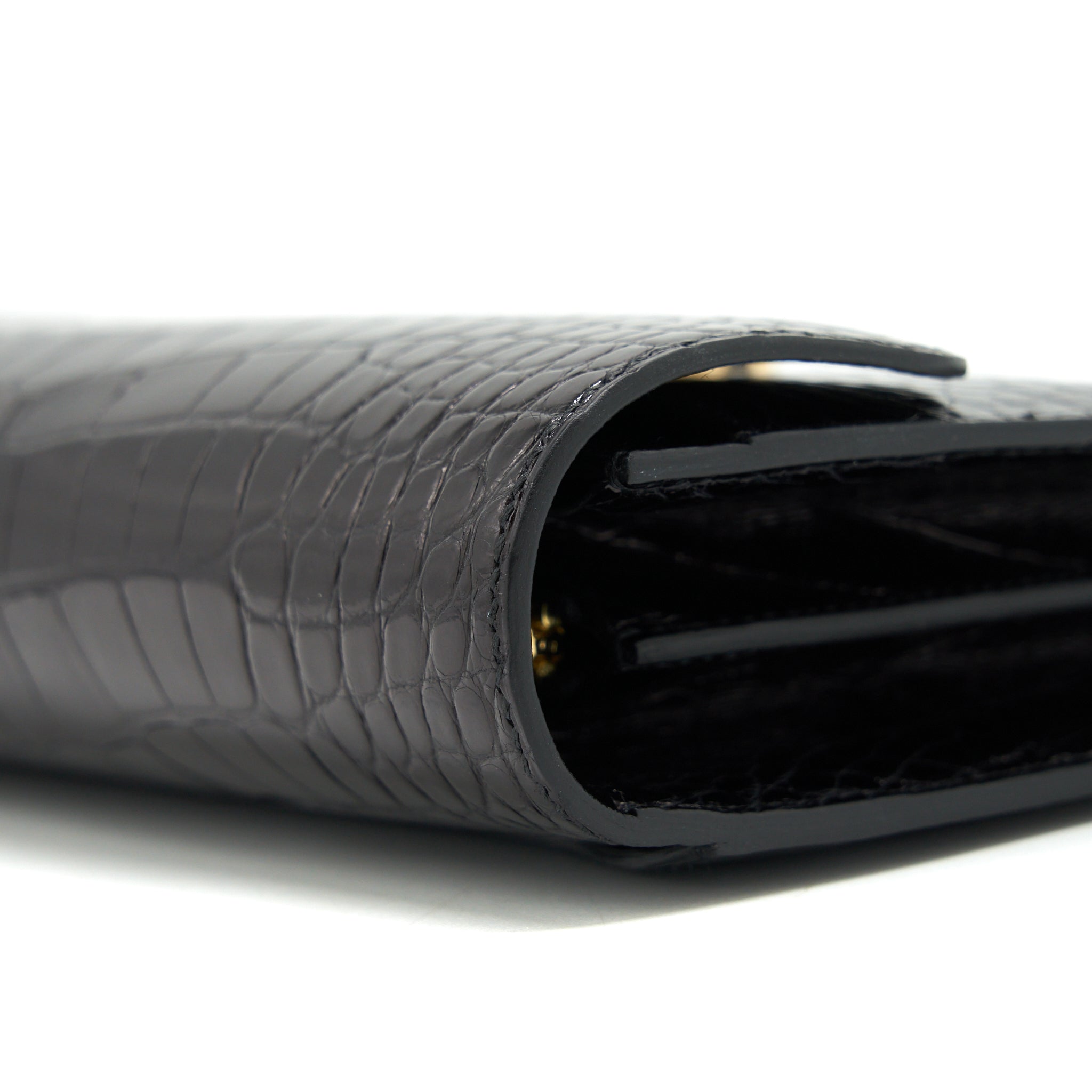 HERMES CONSTANCE TO GO ALLIGATOR MISSISSIPPIENSIS BLACK WITH BLACK HARDWARE