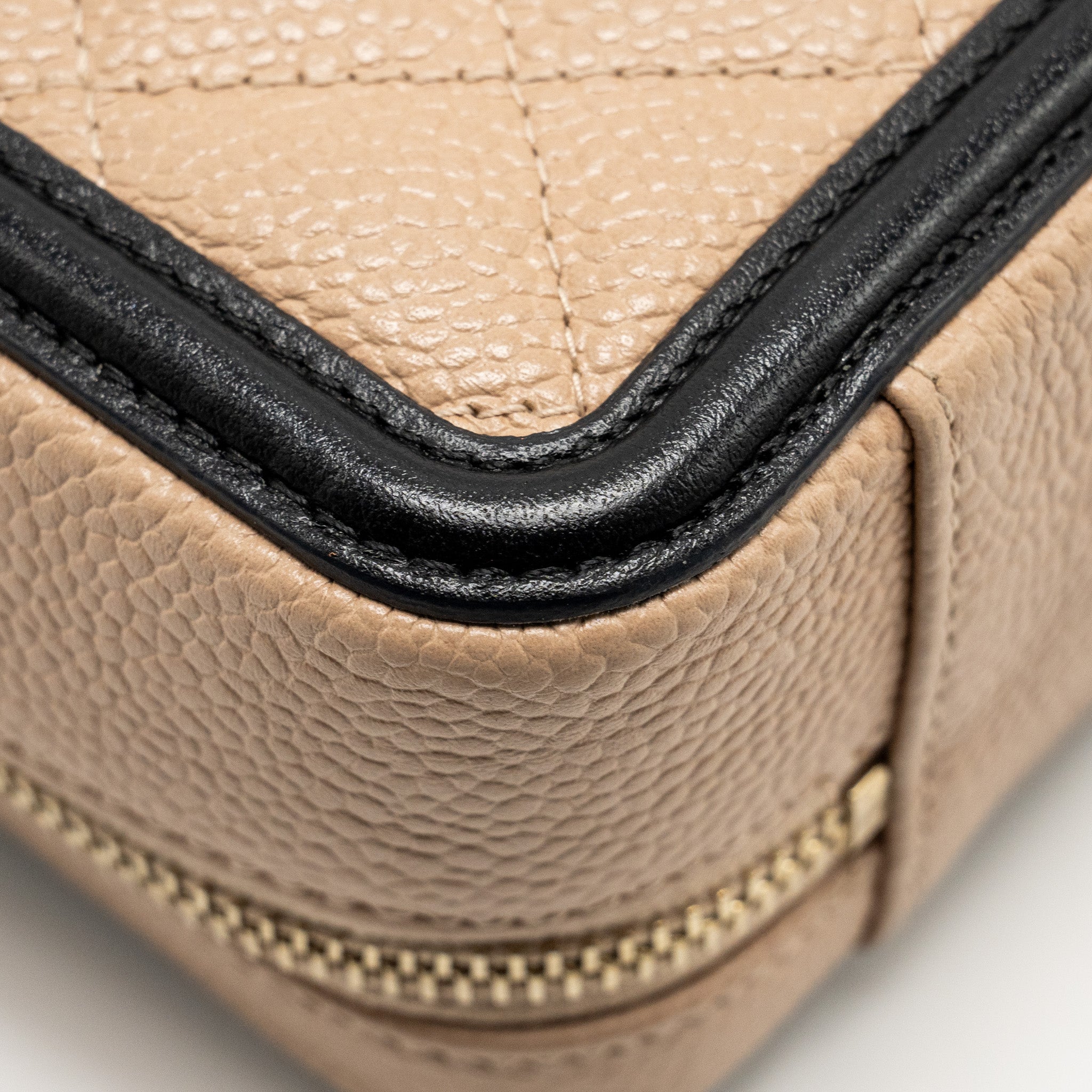 CHANEL MINI FILIGREE VANITY CLUTCH CAVIAR BEIGE / BLACK GHW