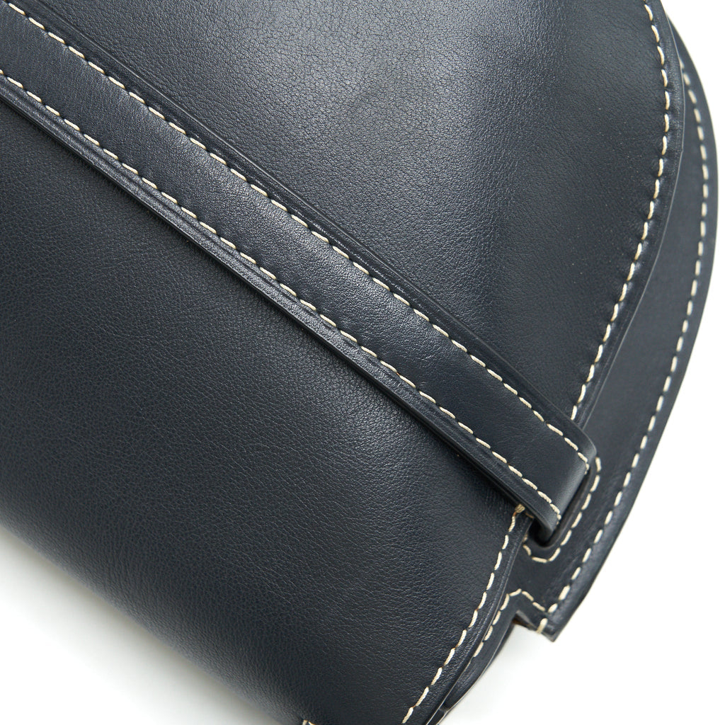 LOEWE SMALL GATE LEATHER SADDLE BAG MIDNIGHT BLUE