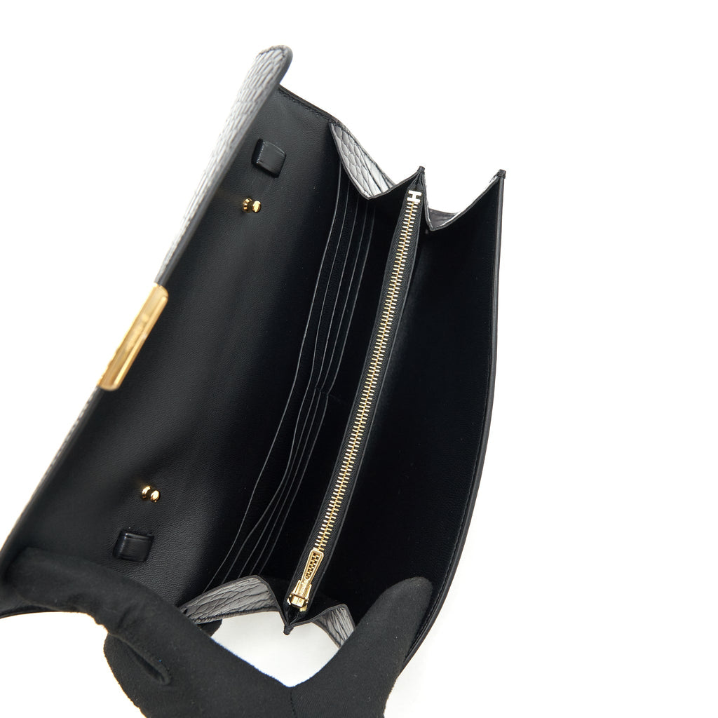 HERMES CONSTANCE TO GO ALLIGATOR MISSISSIPPIENSIS BLACK WITH BLACK HARDWARE