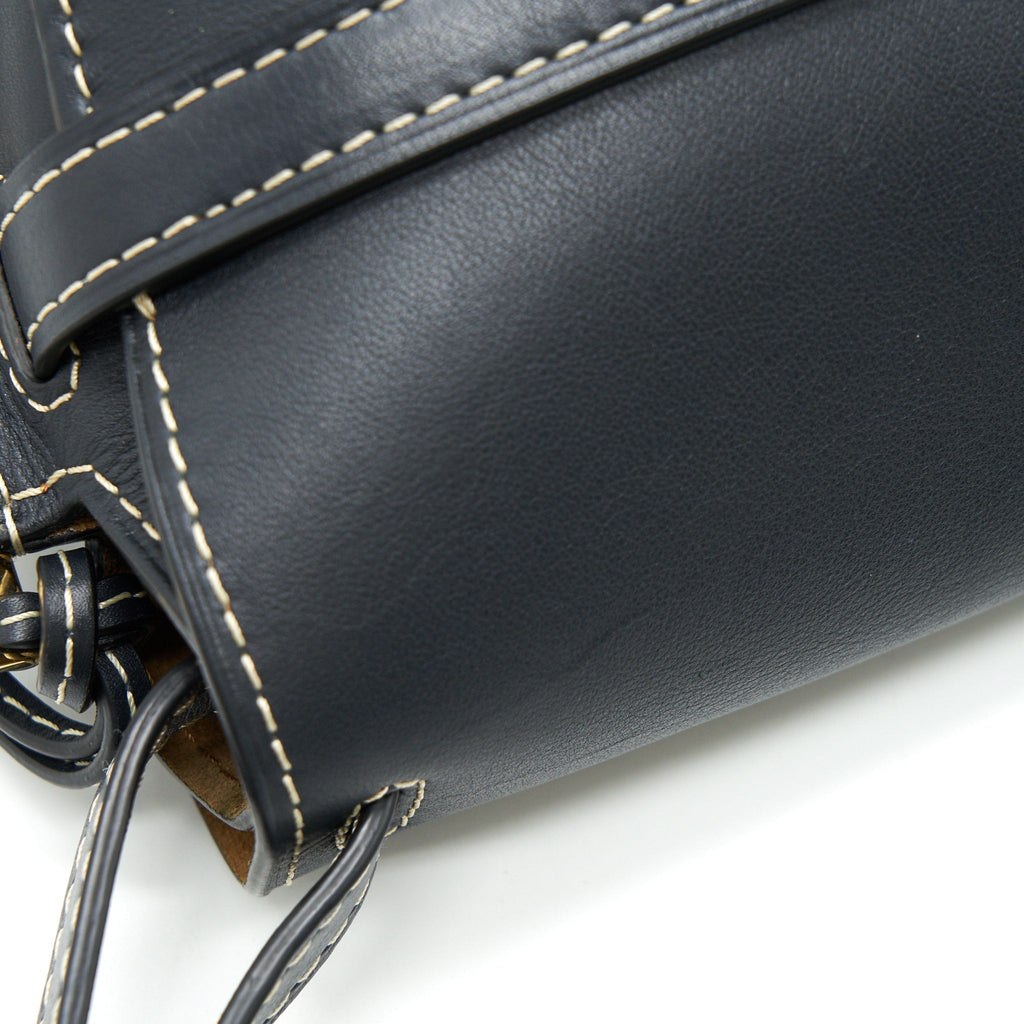 LOEWE SMALL GATE LEATHER SADDLE BAG MIDNIGHT BLUE