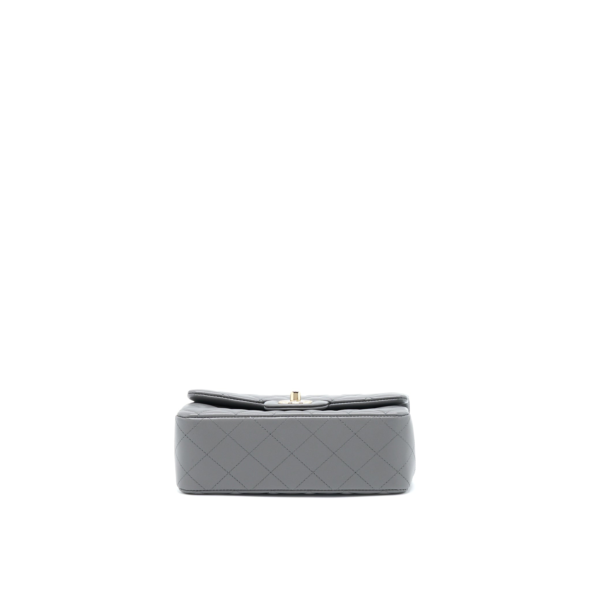 CHANEL 22A MINI RECTANGULAR FLAP BAG LAMBSKIN GREY LGHW (MICROCHIP).