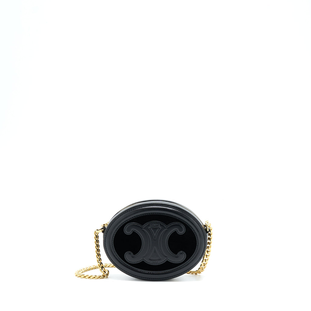 CELINE OVAL BAG CUIR TRIOMPHE CALFSKIN/VELVET WITH CHAIN GHW