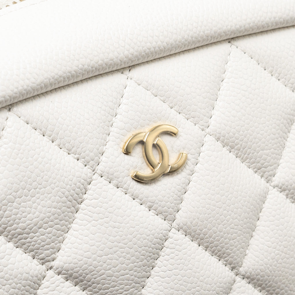 CHANEL TIMELESS CLASSIC POUCH GRAINED CALFSKIN WHITE LGHW (MICROCHIP)