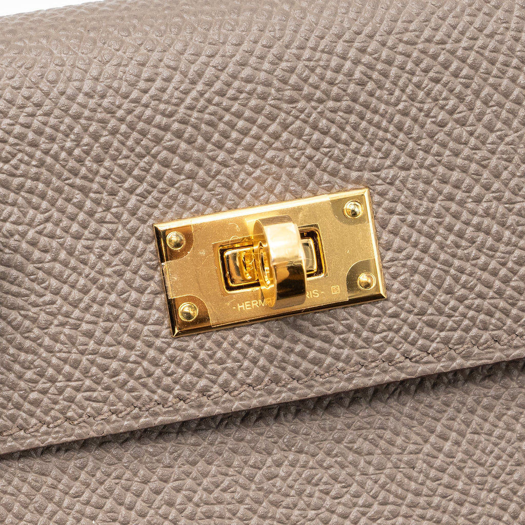HERMES KELLY POCKET COMPACT WALLET EPSOM GRIS ETAIN GHW