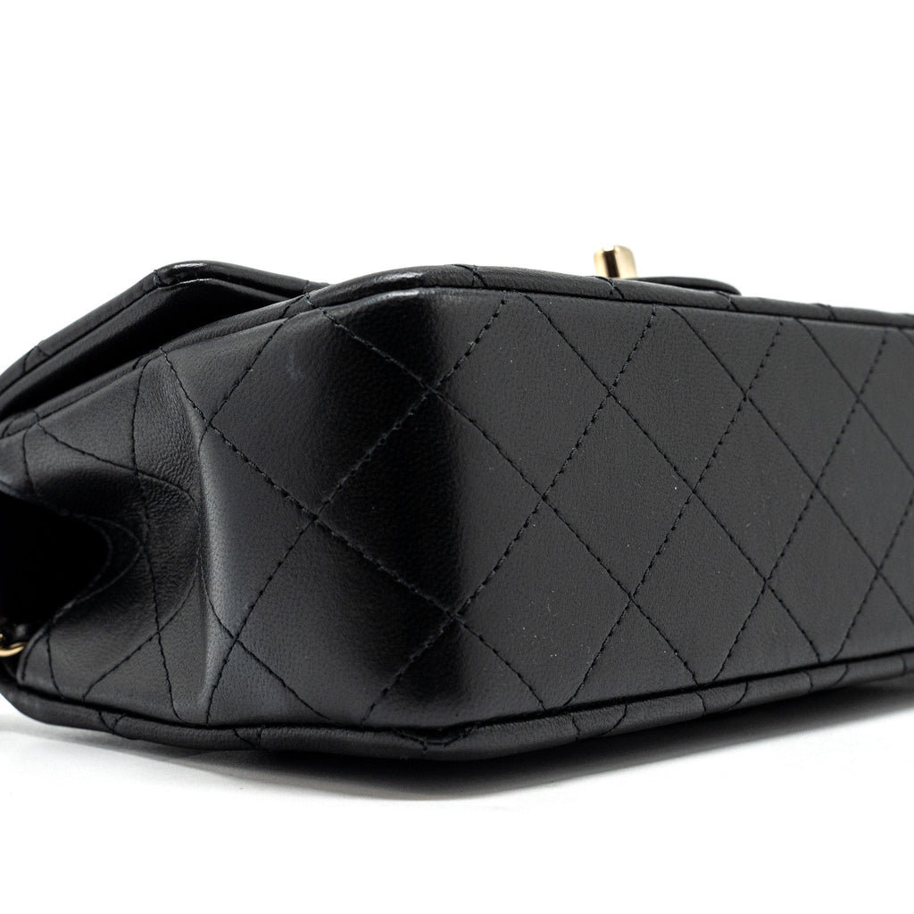 CHANEL TOP HANDLE MINI RECTANGULAR FLAP BAG LAMBSKIN BLACK LGHW (MICROCHIP)