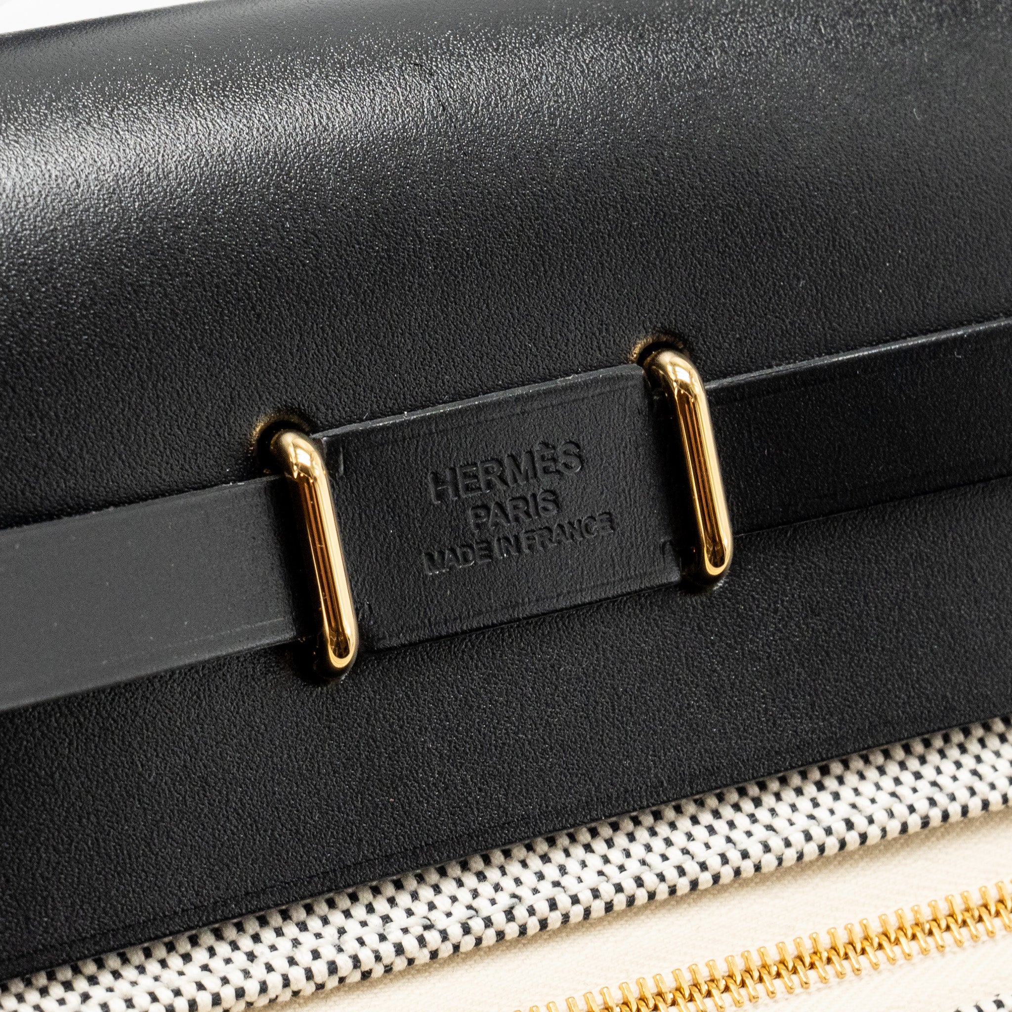 HERMES HERBAG MINI CANVAS/COWHIDE BLACK/ ECRU GHW