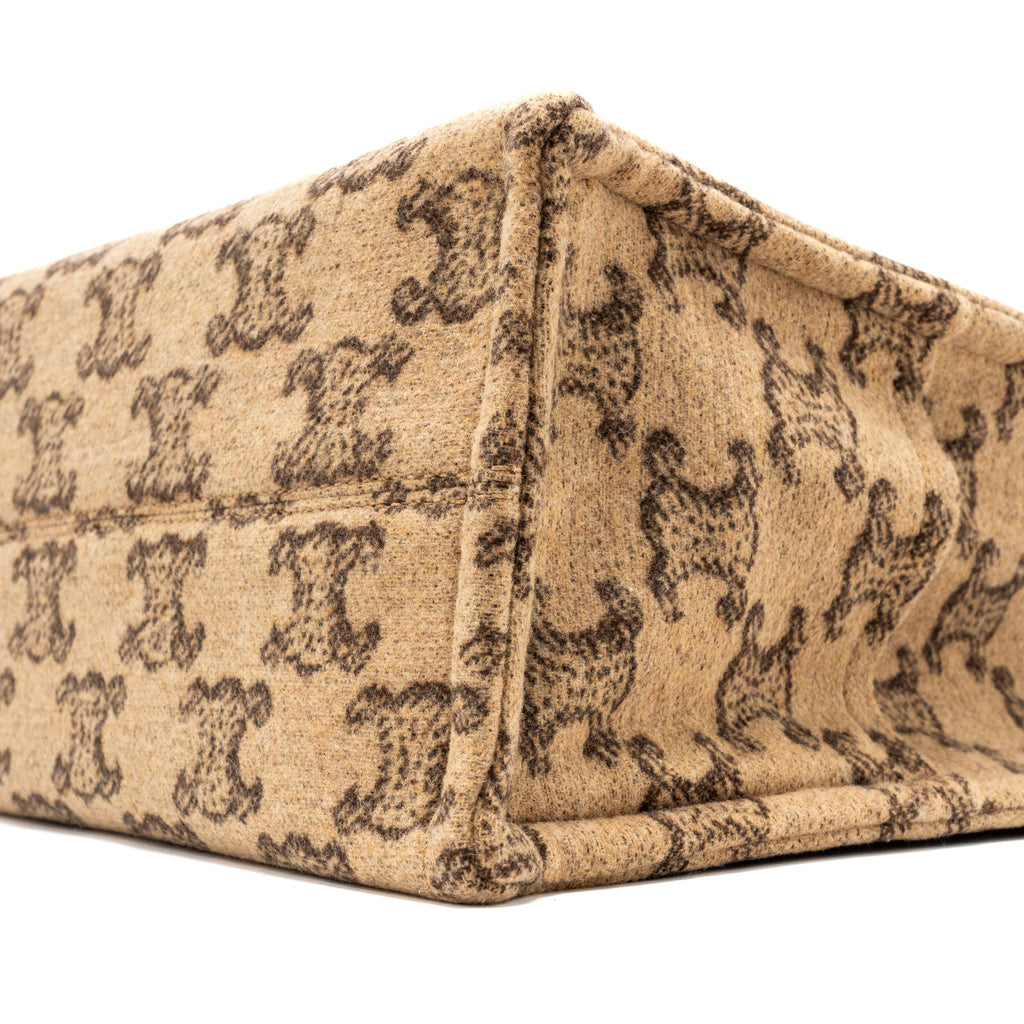 CELINE LARGE CABAS THAIS TRIOMPHE PRINTED WOOL/CALFSKIN WOOL/CALFSKIN BROWN