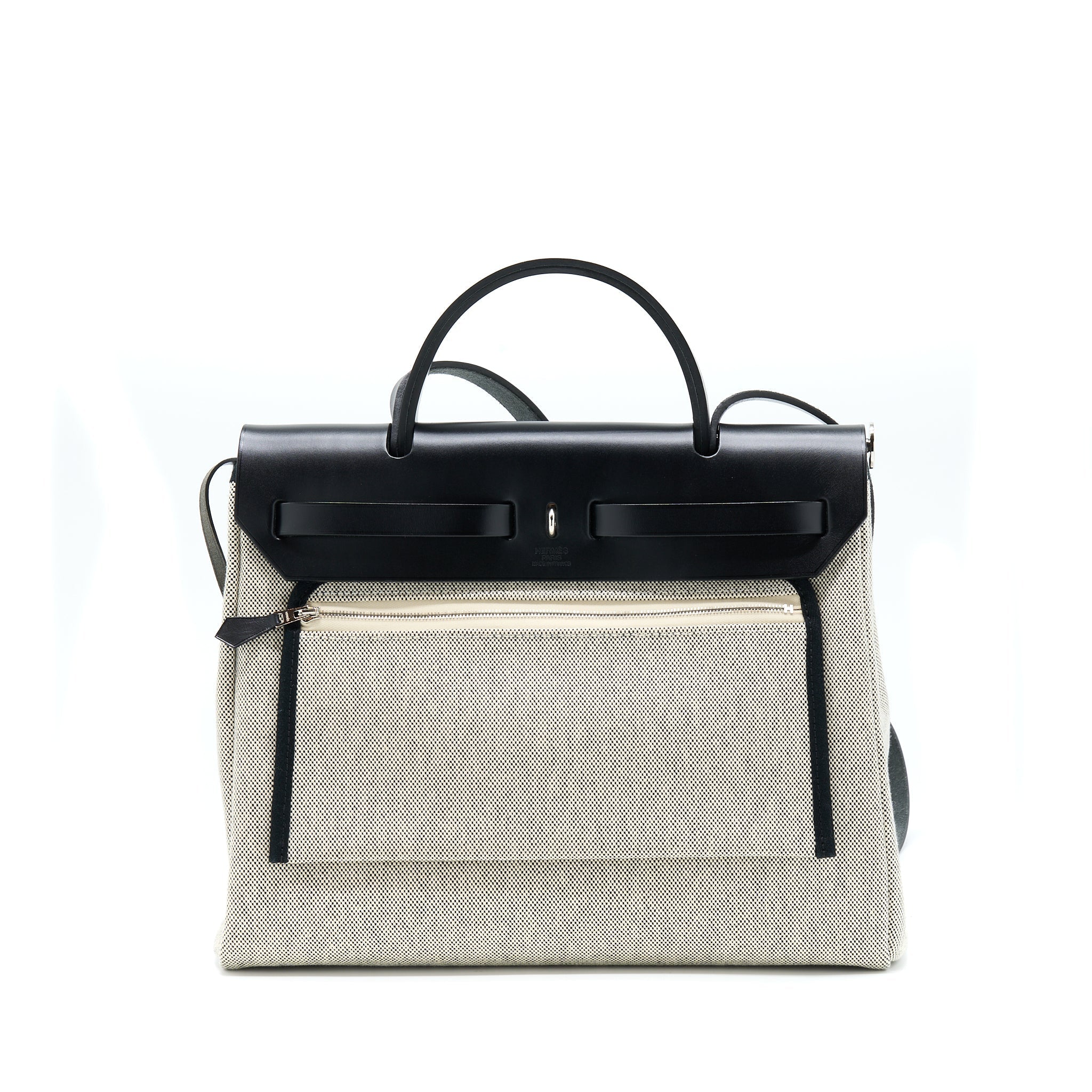 HERMES HERBAG ZIP 31 PEGASE BLEU INDIGO/ ECRU-NOIR/ NOIR SHW