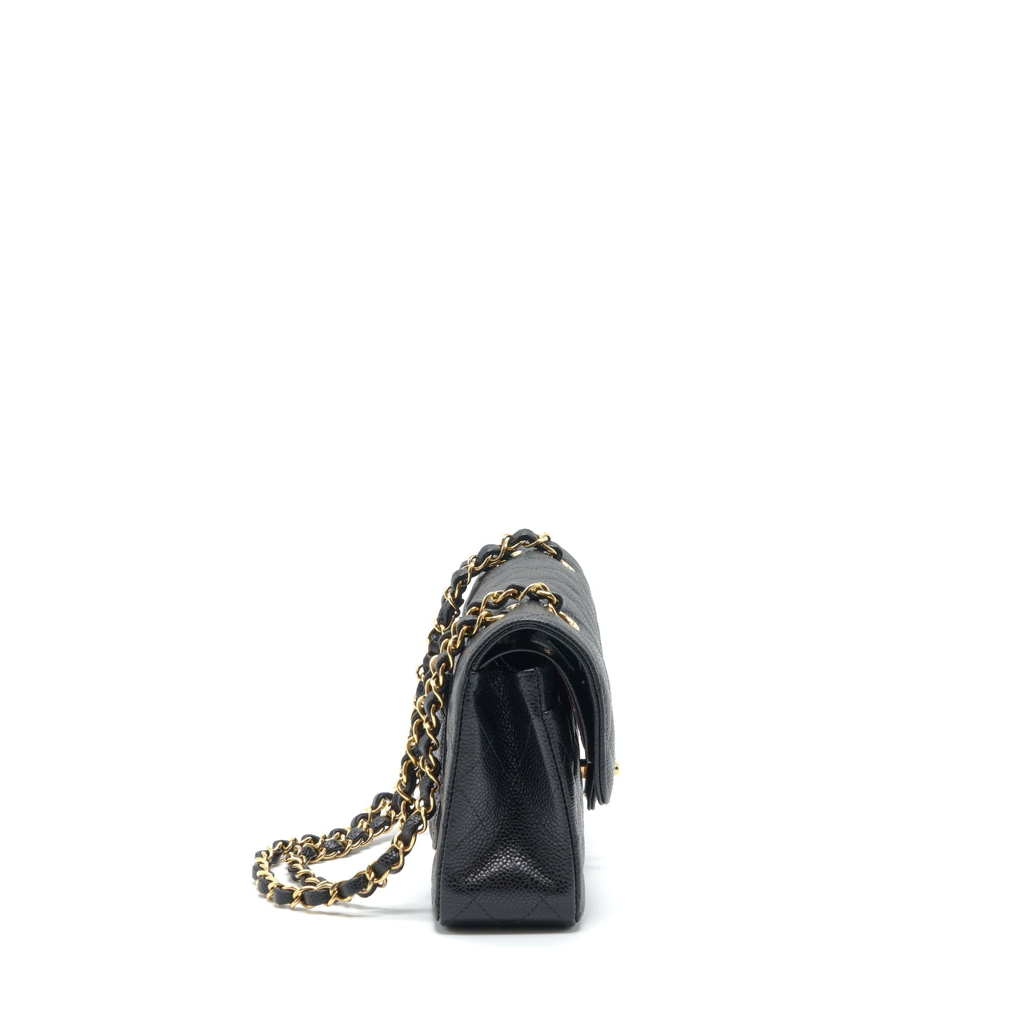 CHANEL SMALL CLASSIC DOUBLE FLAP BAG CAVIAR BLACK LGHW (MICROCHIP)