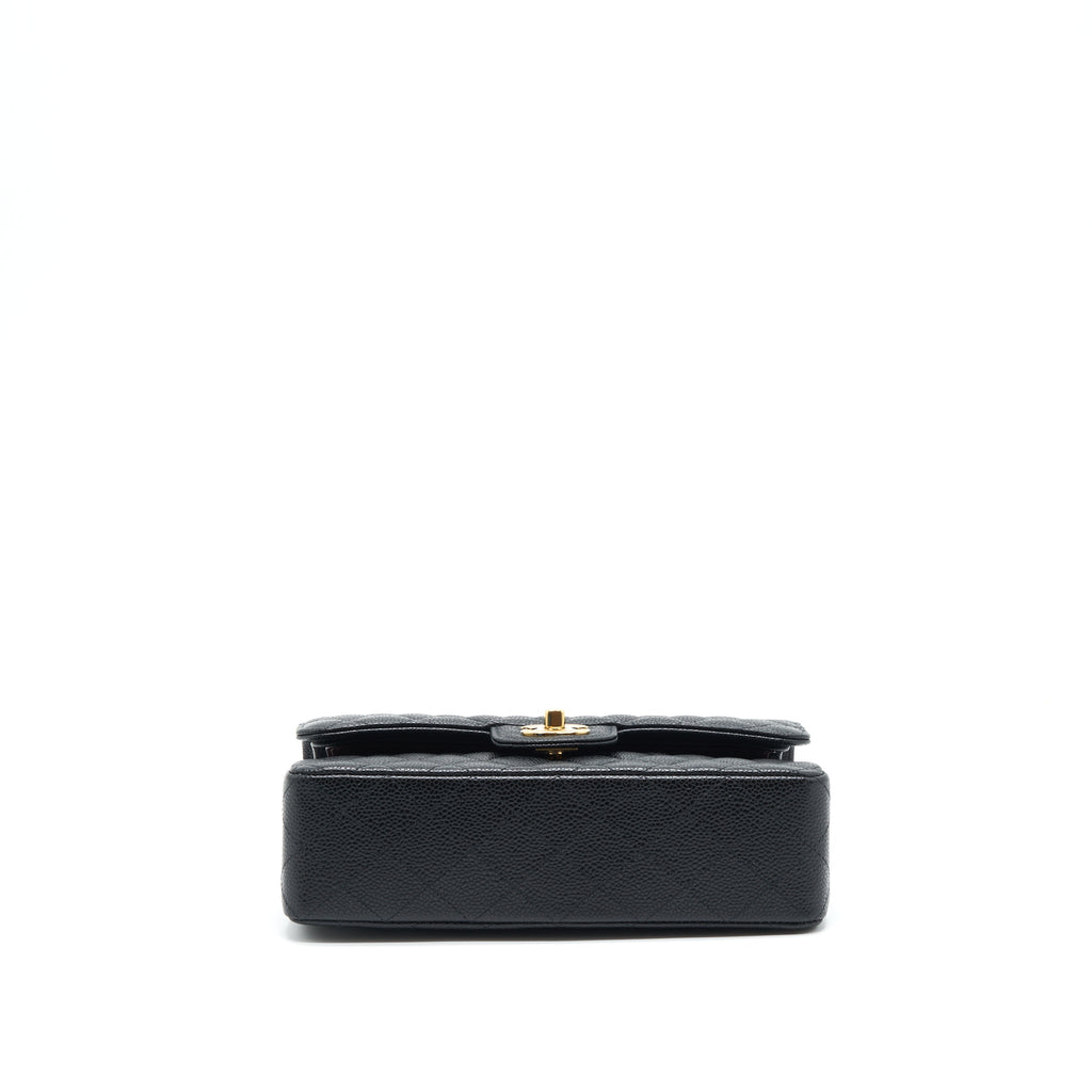 CHANEL SMALL CLASSIC DOUBLE FLAP BAG CAVIAR BLACK LGHW (MICROCHIP)