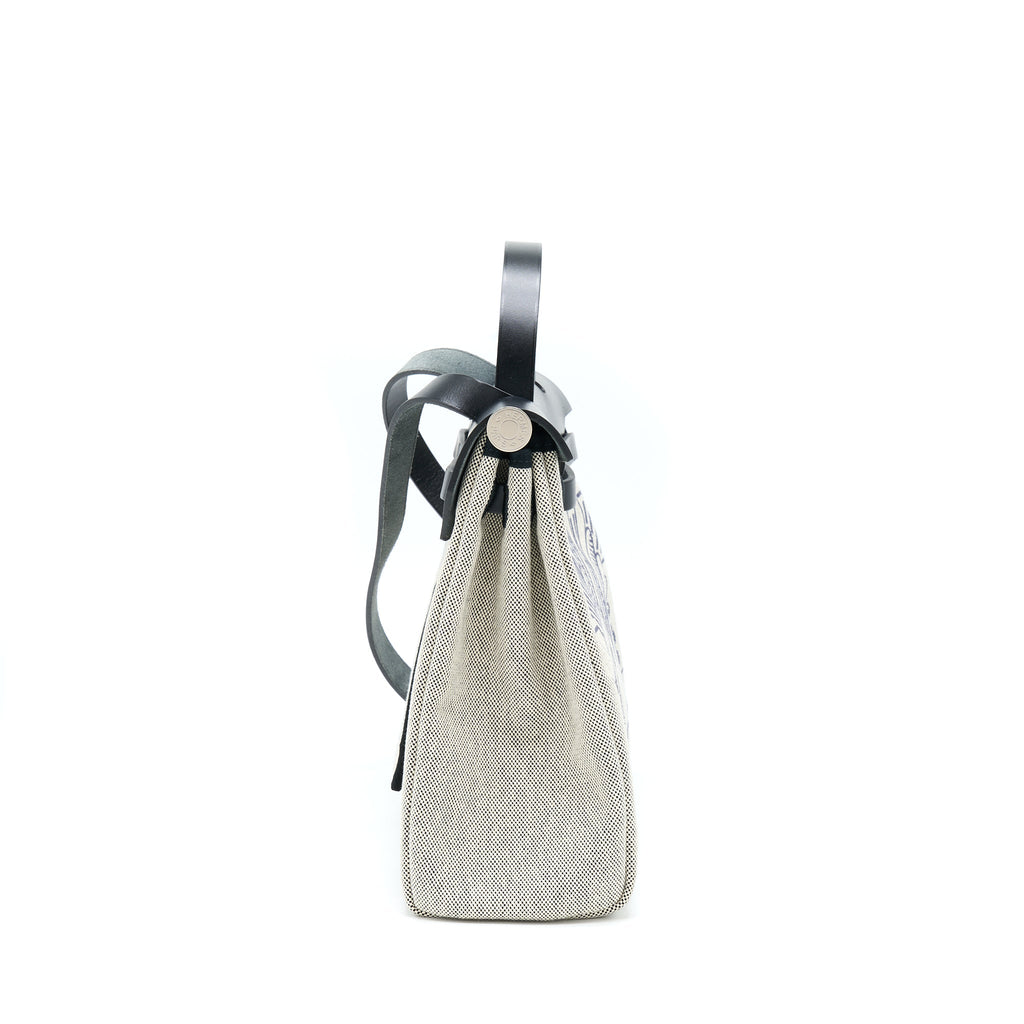 HERMES HERBAG ZIP 31 PEGASE BLEU INDIGO/ ECRU-NOIR/ NOIR SHW