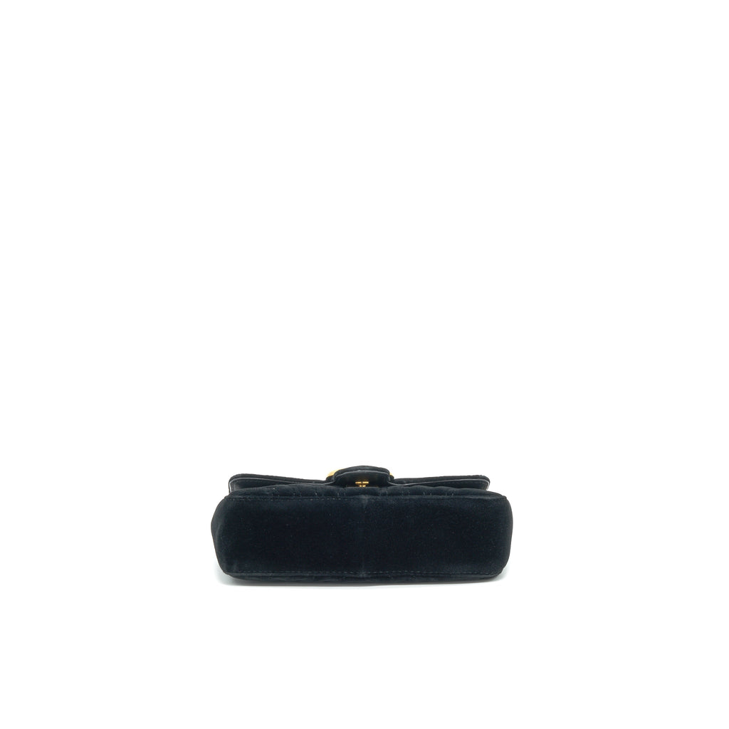 GUCCI VELVET MINI GG MARMONT BAG BLACK