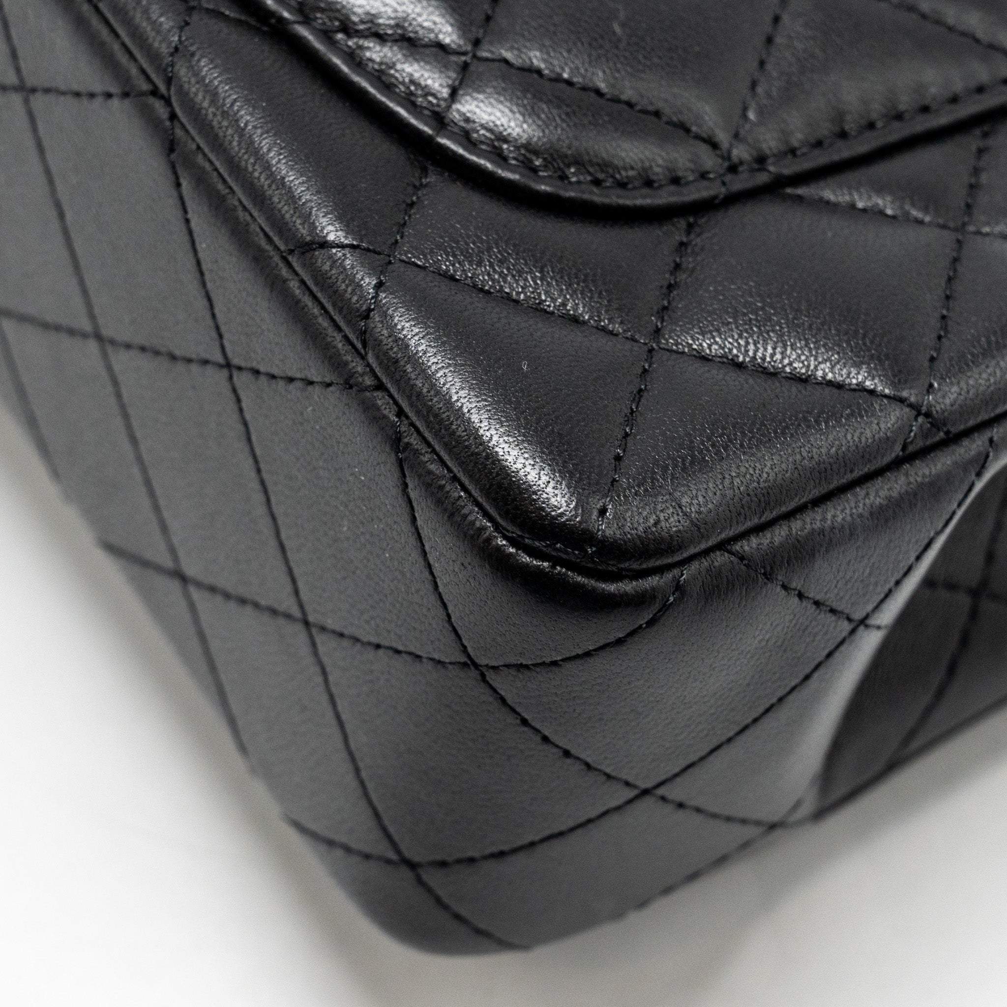 CHANEL TOP HANDLE MINI RECTANGULAR FLAP BAG LAMBSKIN BLACK LGHW (MICROCHIP)