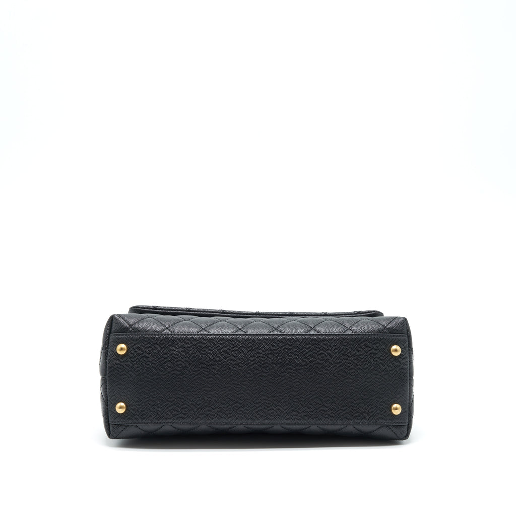 CHANEL MEDIUM COCO HANDLE WITH LIZARD EMBOSSED HANDLE CAVIAR BLACK GHW