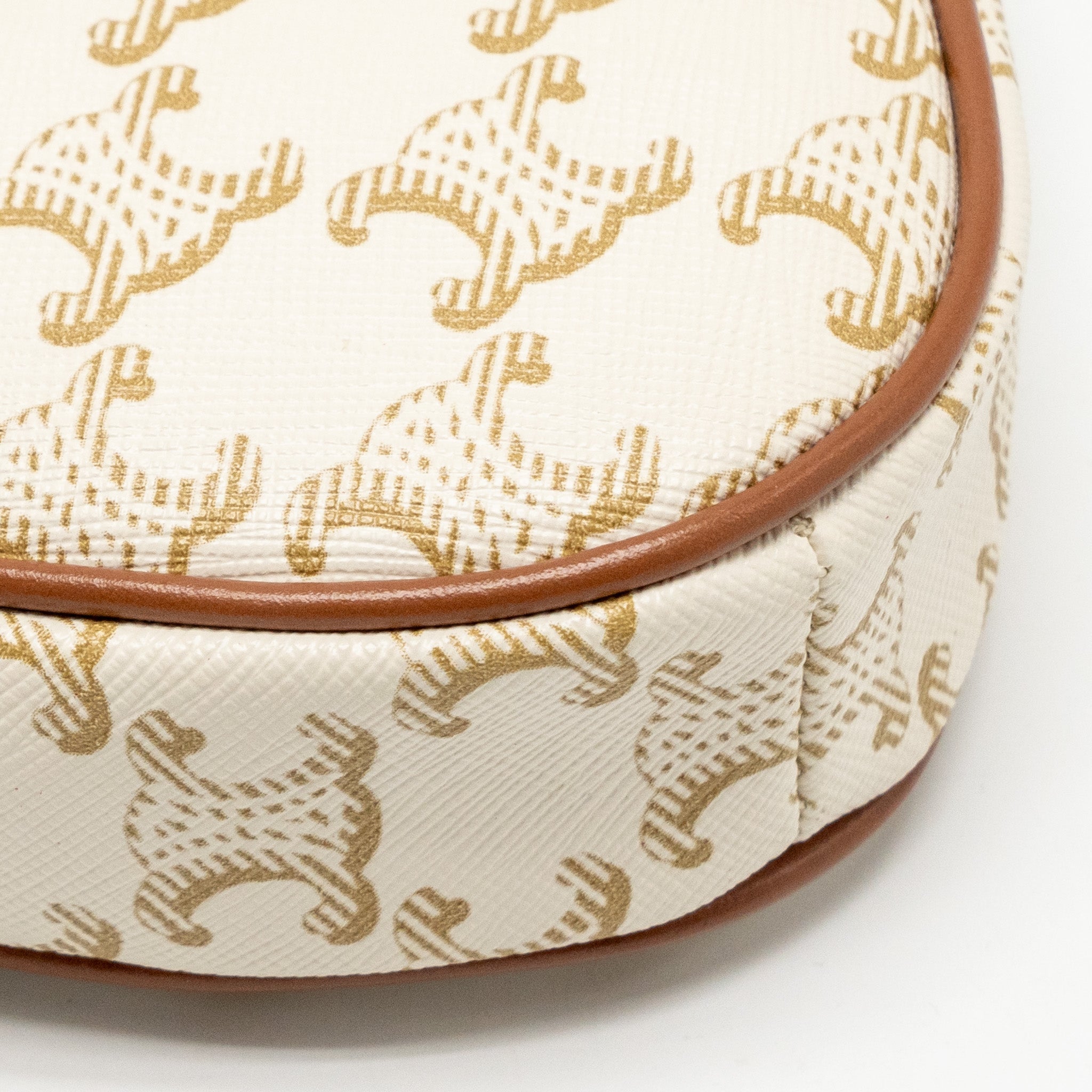 CELINE TRIANGLE SHOULDER BAG TRIOMPHE CANVAS WHITE/TAN