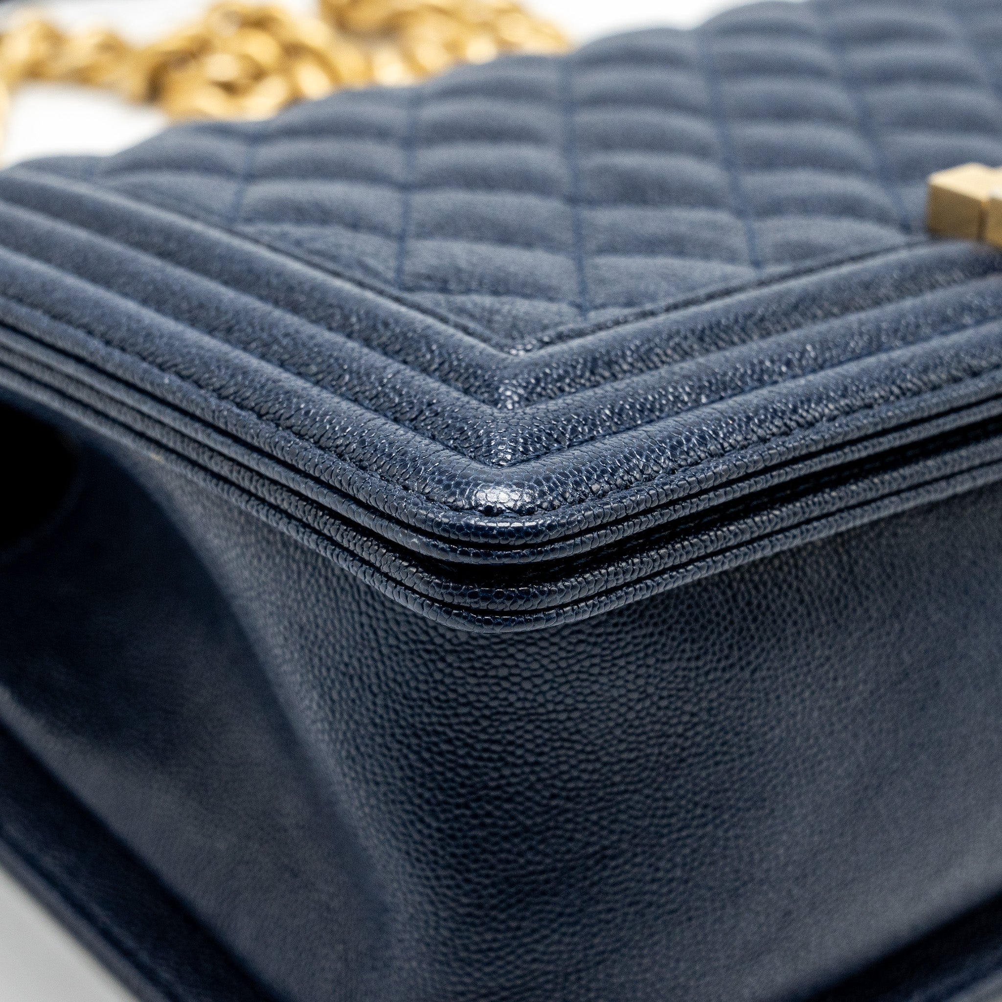 CHANEL MEDIUM BOY BAG CAVIAR NAVY GHW
