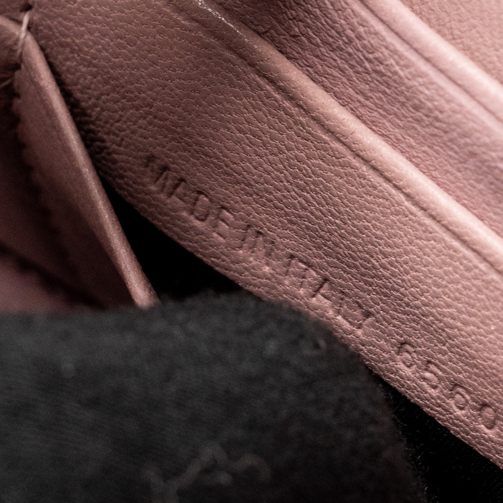 BALENCIAGA HOURGLASS WALLET ON CHAIN CROC-EMBOSSED CALFSKIN PINK SHW