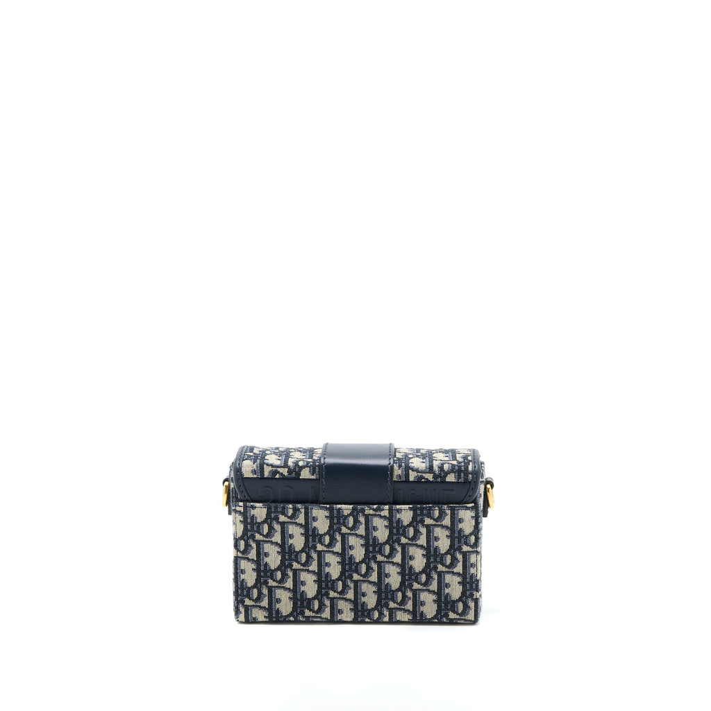 DIOR 30 MONTAIGNE MINI BOX BAG BLUE OBLIQUE GHW