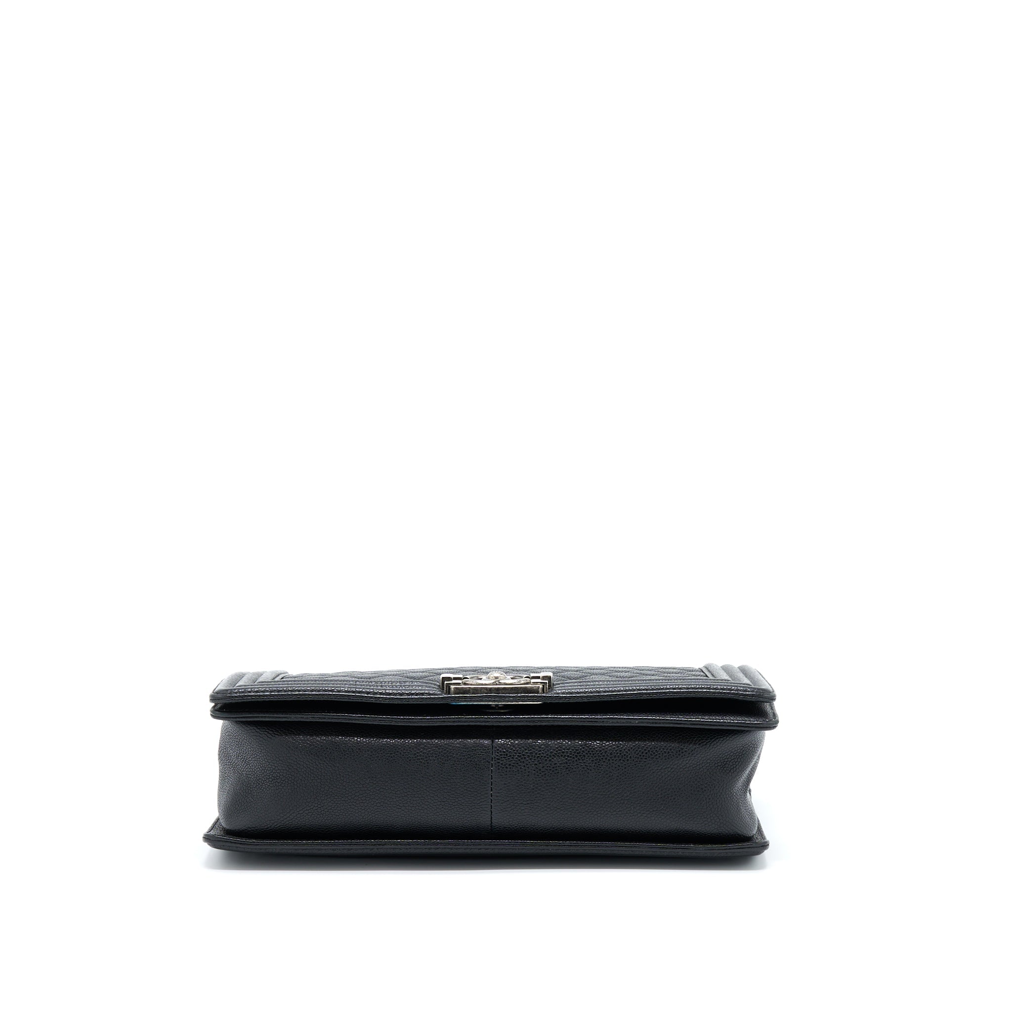 CHANEL NEW MEDIUM 28CM BOY BAG CAVIAR BLACK RUTHENIUM SHW