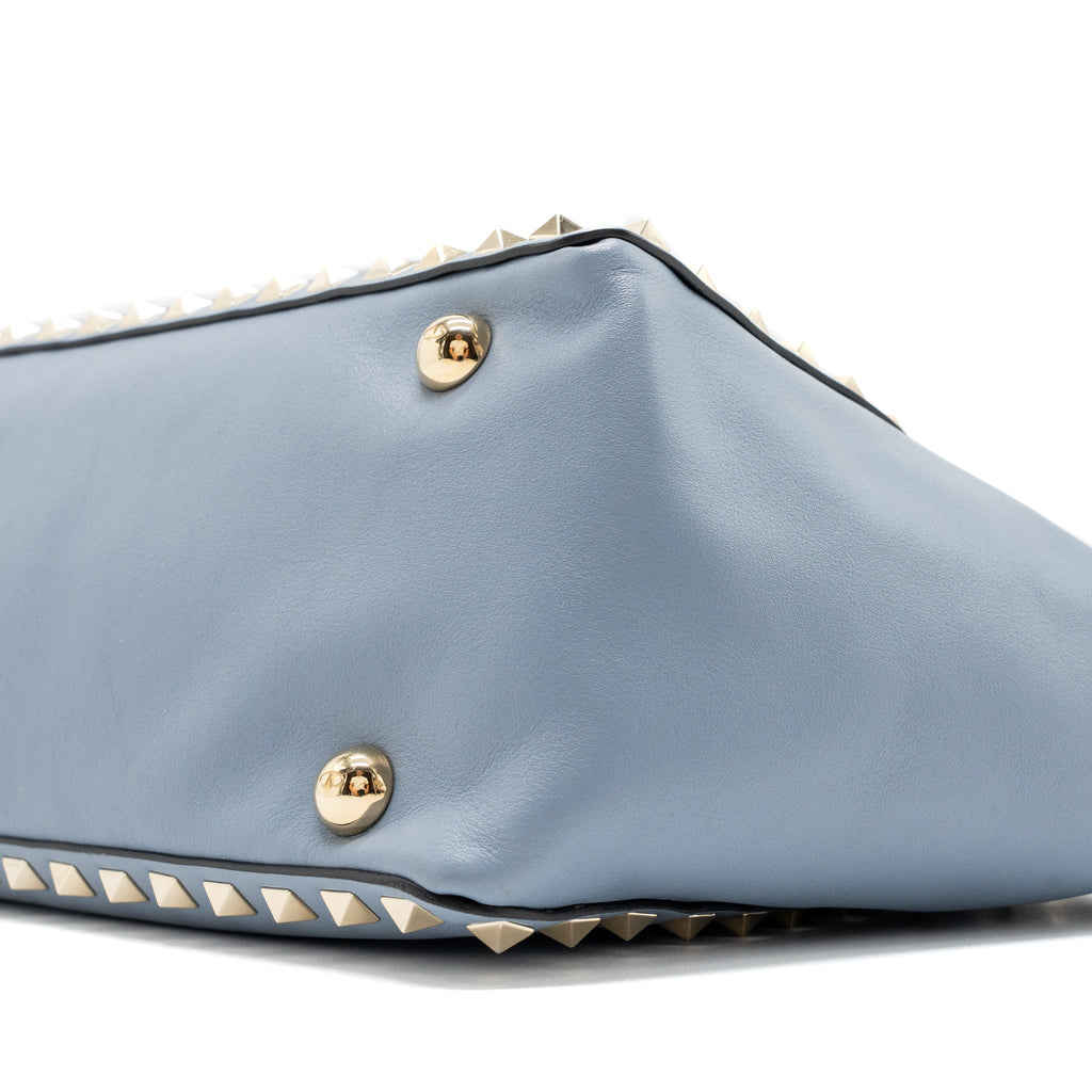 VALENTINO SMALL GRAINY ROCKSTUD BAG LAMBSKIN LIGHT BLUE LGHW