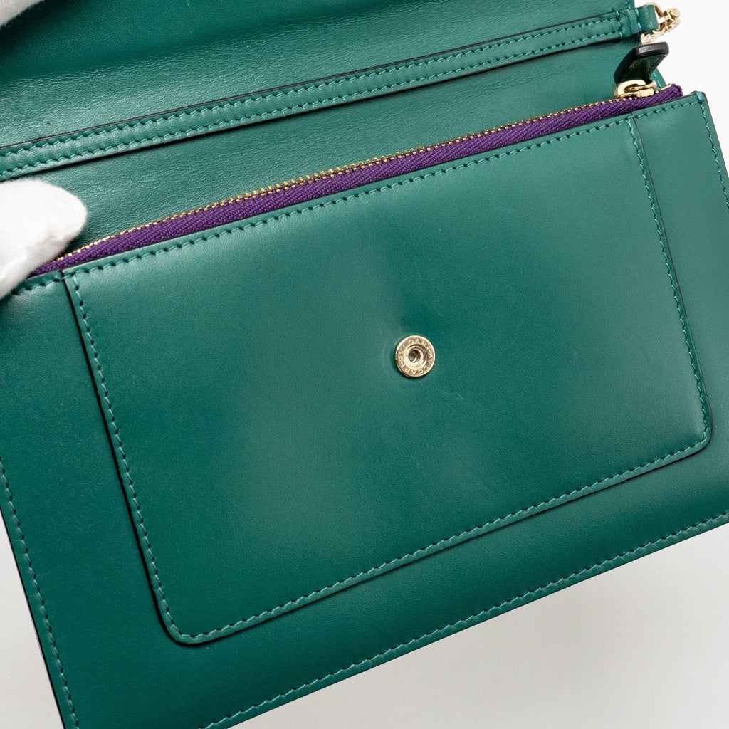 BVLGARI SERPENTI FOREVER WALLET ON CHAIN CALFSKIN GREEN LGHW