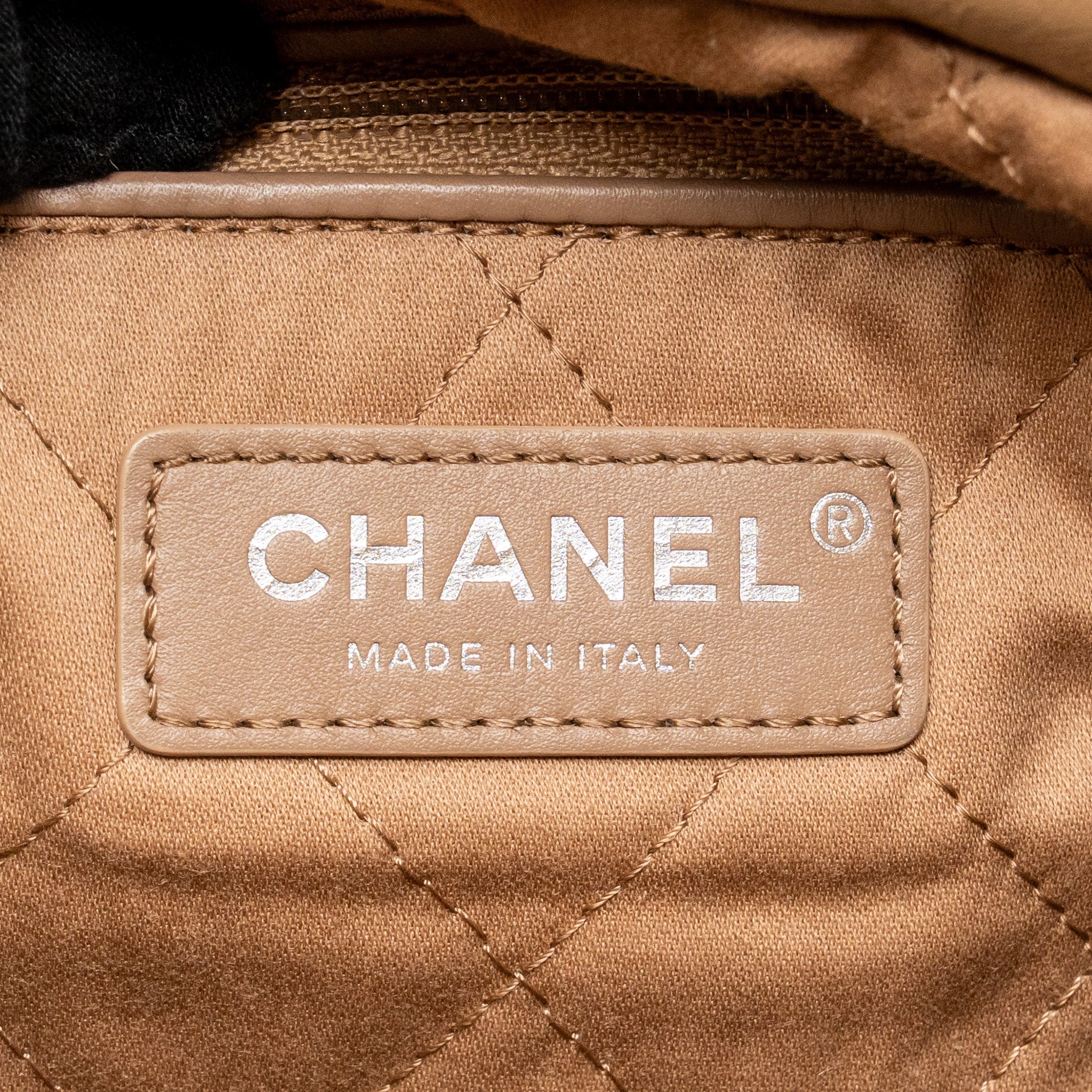 CHANEL SMALL 22 BAG CALFSKIN DARK BEIGE SHW (MICROCHIP)