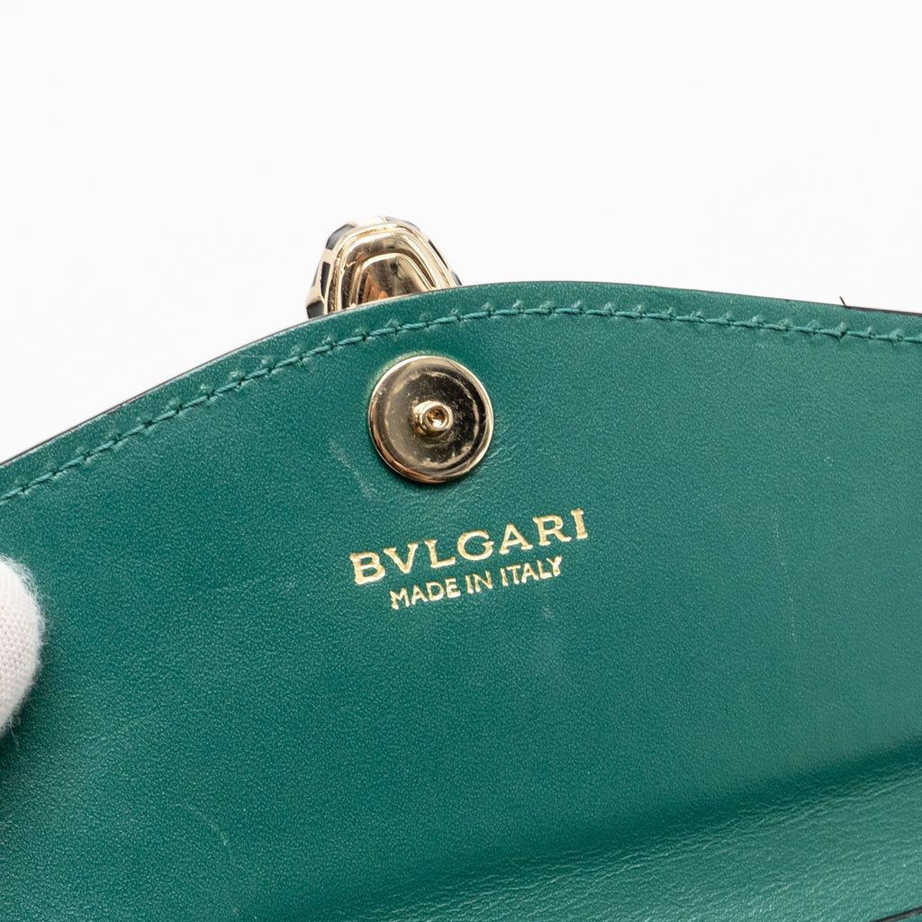 BVLGARI SERPENTI FOREVER WALLET ON CHAIN CALFSKIN GREEN LGHW