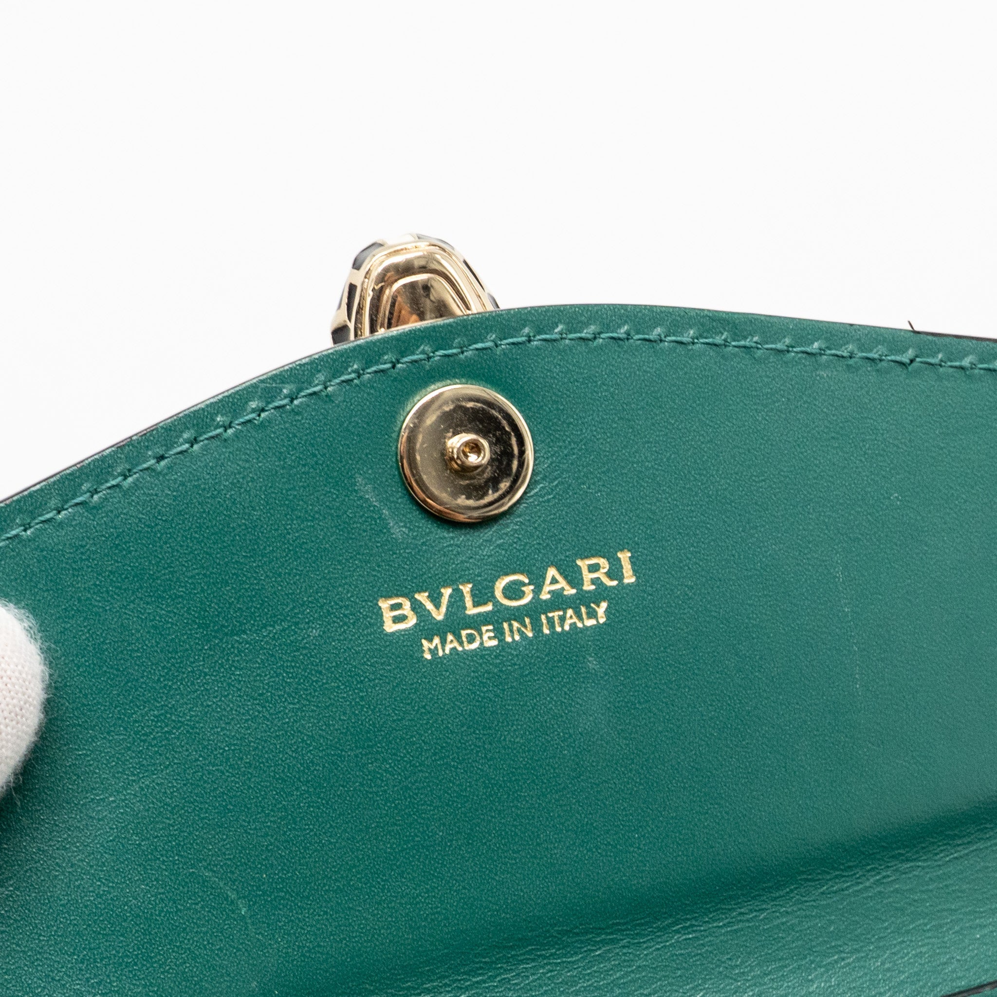 BVLGARI SERPENTI FOREVER WALLET ON CHAIN CALFSKIN GREEN LGHW