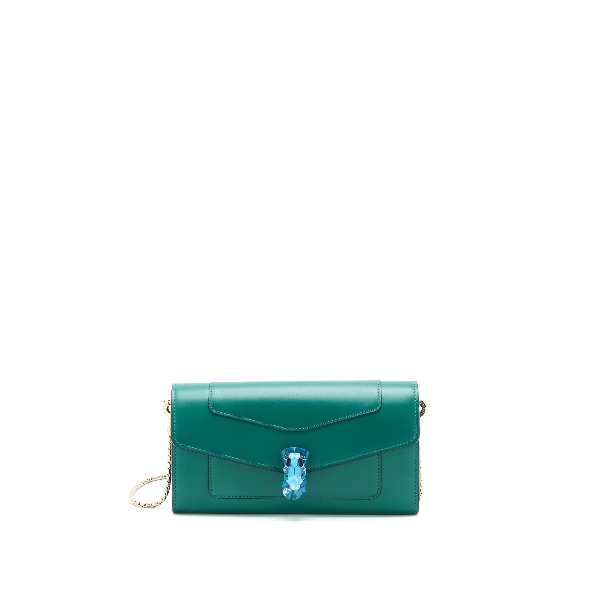 BVLGARI SERPENTI FOREVER WALLET ON CHAIN CALFSKIN GREEN