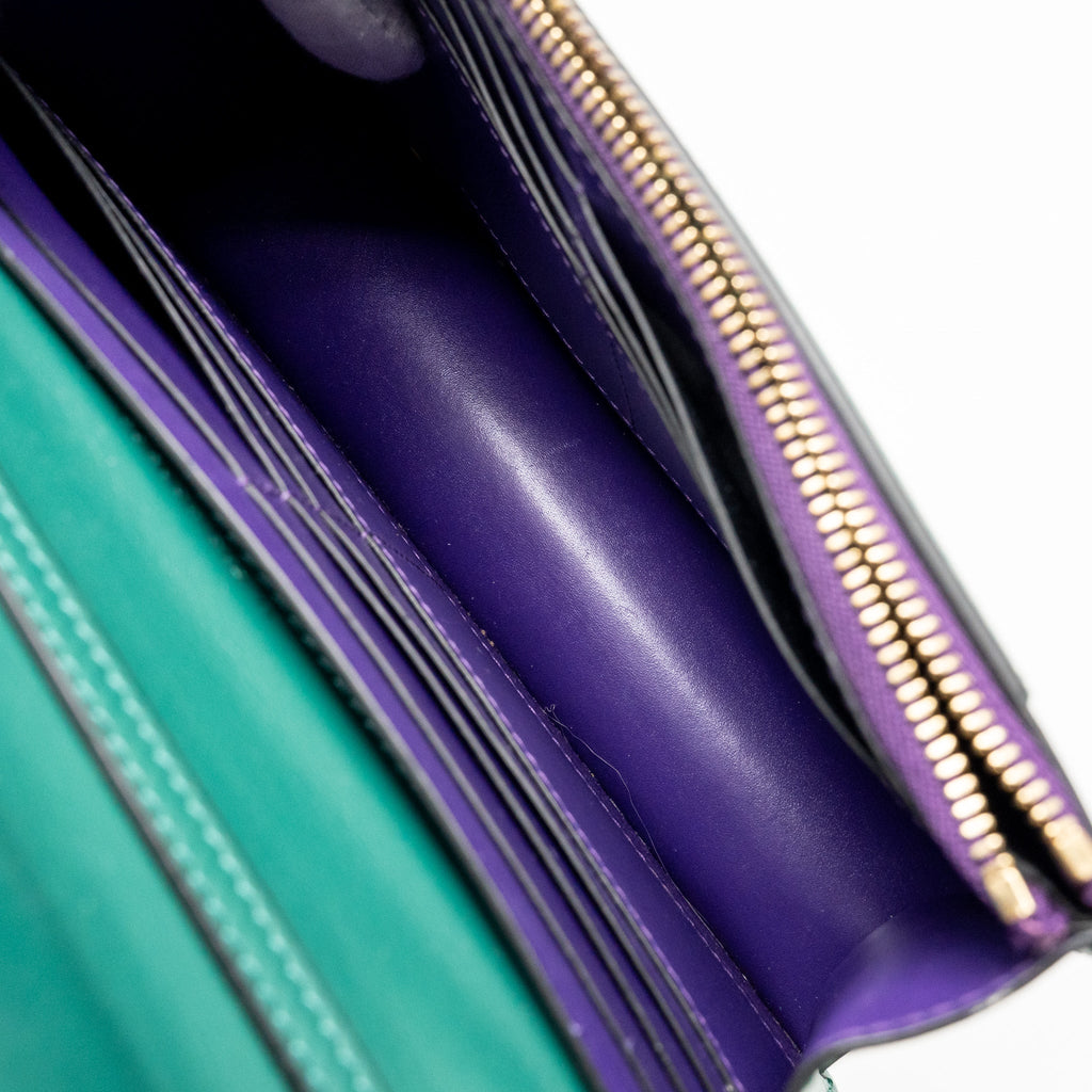 BVLGARI SERPENTI FOREVER WALLET ON CHAIN CALFSKIN GREEN LGHW