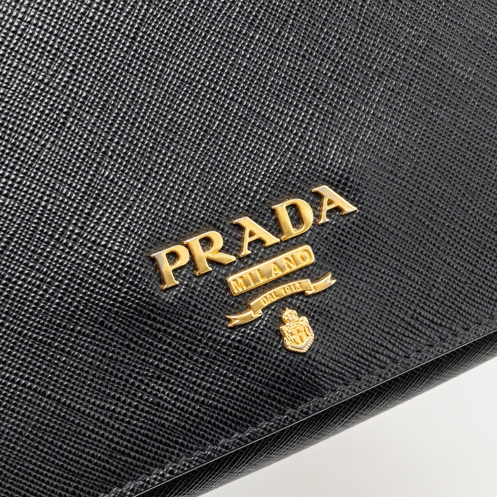 PRADA SAFFIANO CHAIN BAG CALFSKIN BLACK GHW