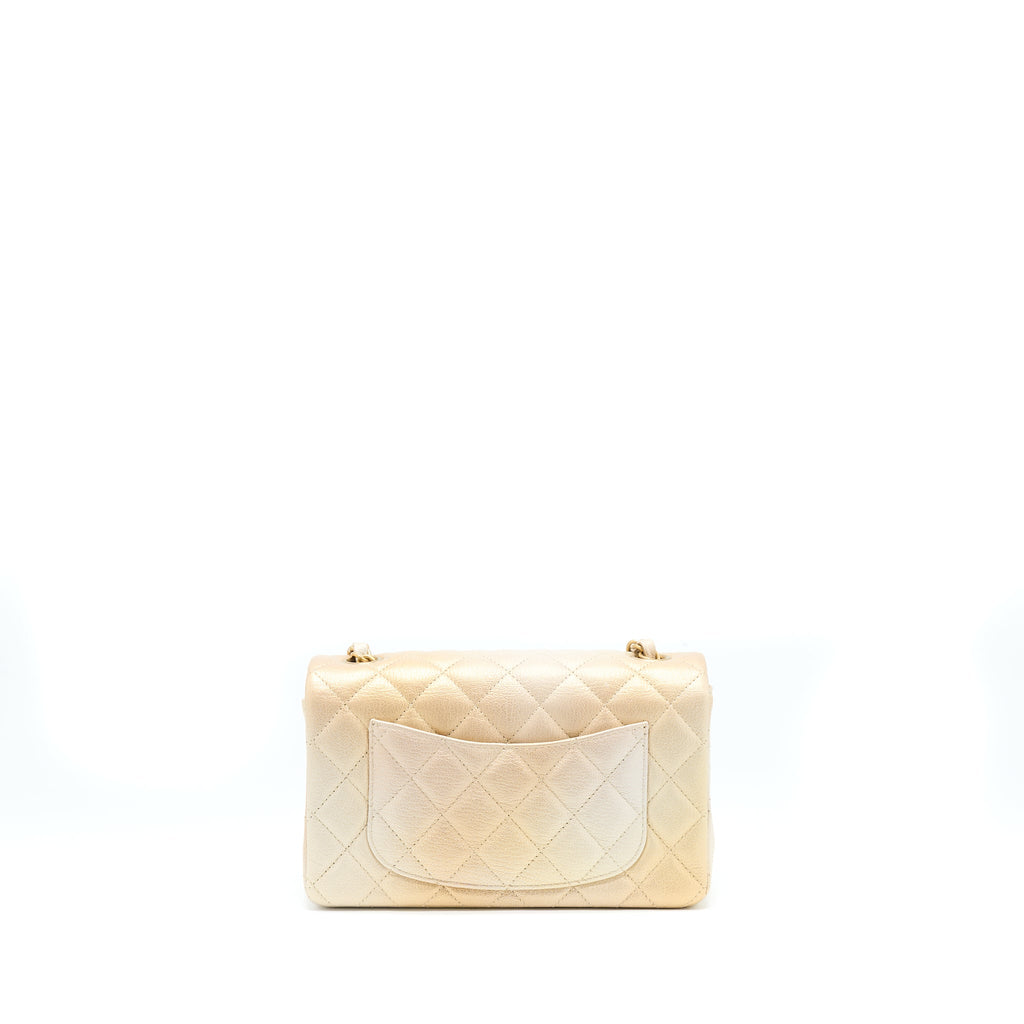 CHANEL 22C MINI RECTANGULAR FLAP BAG GOATSKIN OMBRE BEIGE BRUSHED GHW(MICROCHIP)