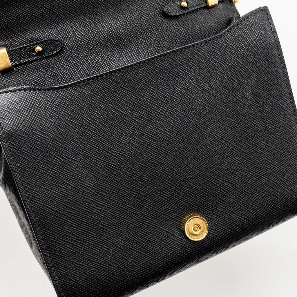 PRADA SAFFIANO CHAIN BAG CALFSKIN BLACK GHW
