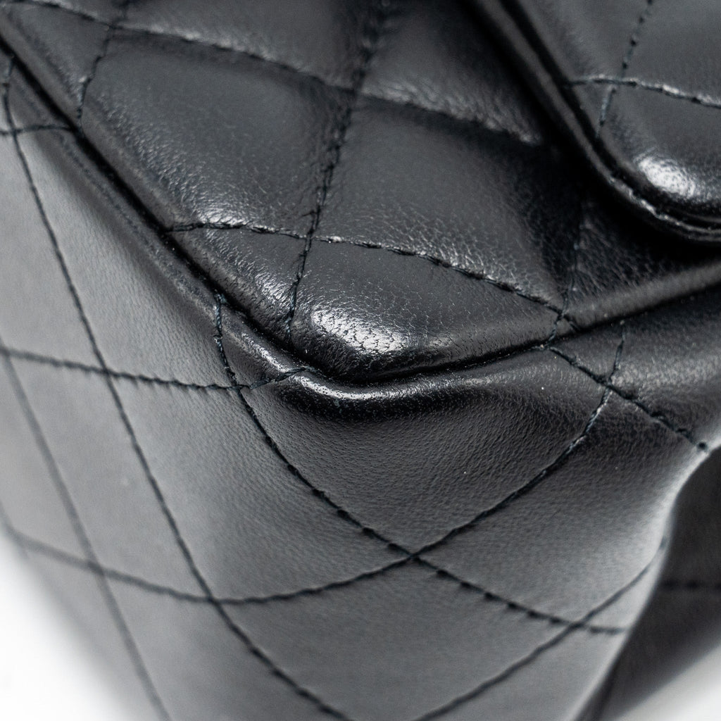 CHANEL MINI SQUARE FLAP BAG LAMBSKIN BLACK LGHW (MICROCHIP)
