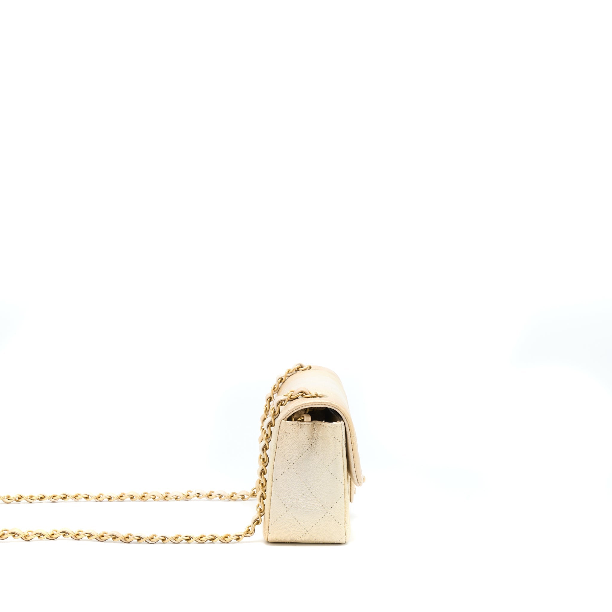 CHANEL 22C MINI RECTANGULAR FLAP BAG GOATSKIN OMBRE BEIGE BRUSHED GHW(MICROCHIP)