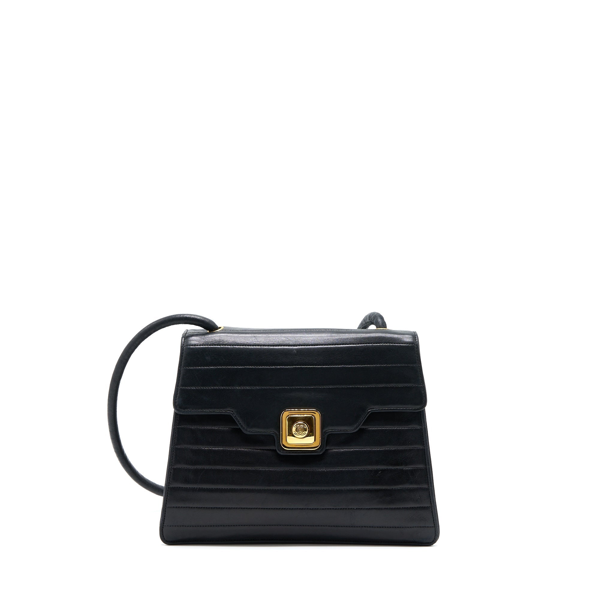 CHANEL VINTAGE KELLY FLAP BAG LAMBSKIN BLACK GHW