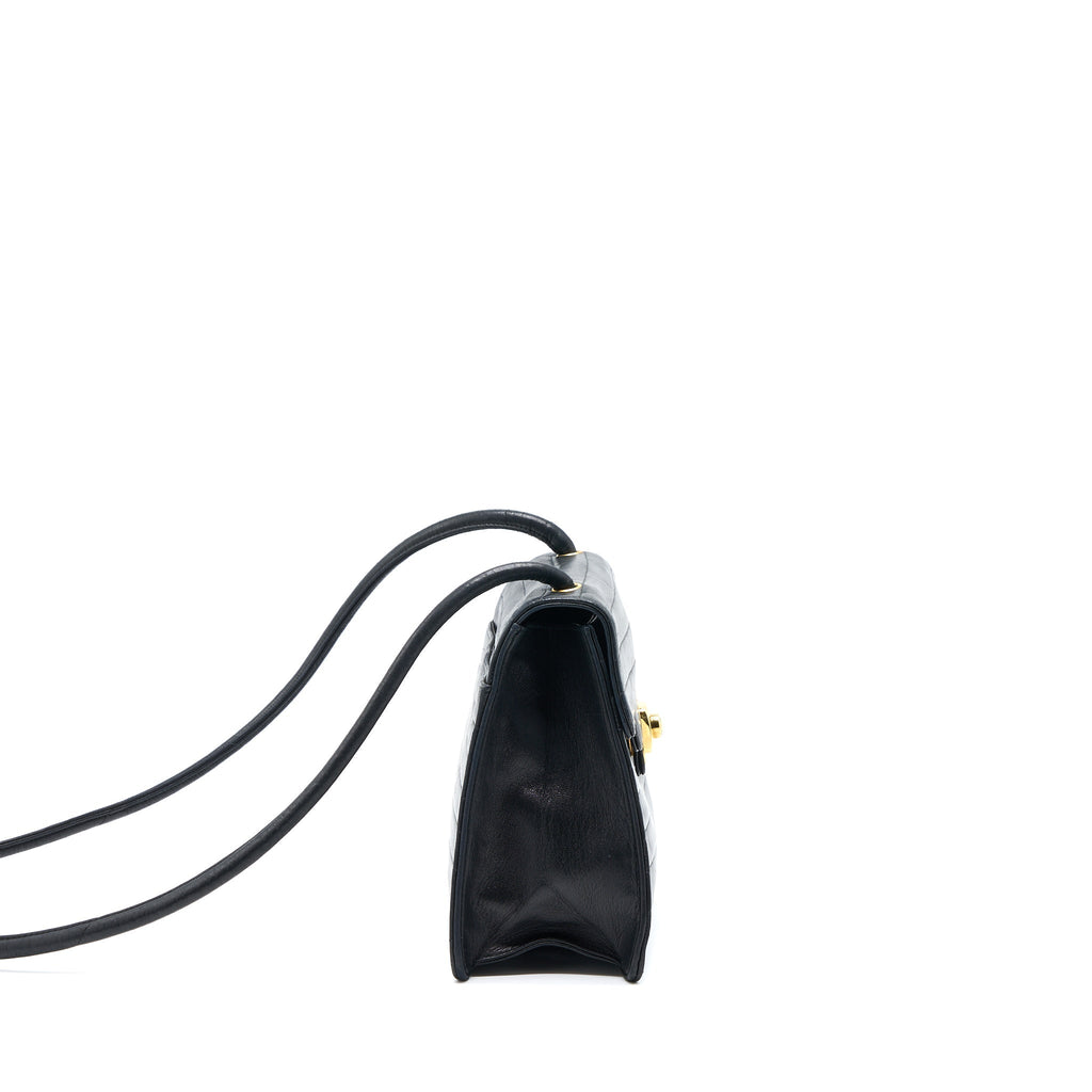 CHANEL VINTAGE KELLY FLAP BAG LAMBSKIN BLACK GHW