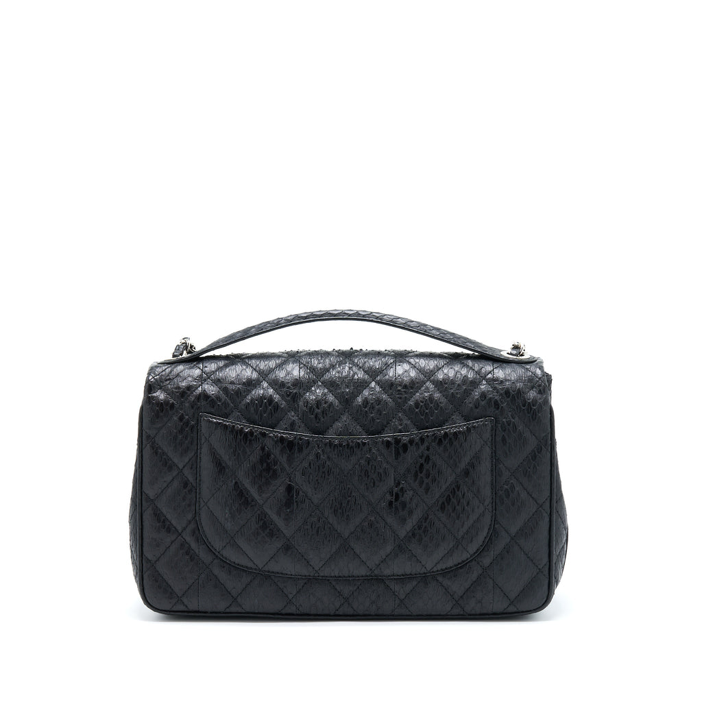 CHANEL TOP HANDLE FLAP BAG PYTHON BLACK SHW