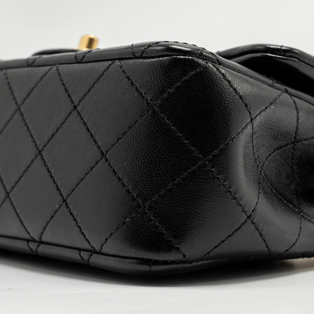 CHANEL 24K PEARL CRUSH MINI RECTANGULAR FLAP BAG SHINY LAMBSKIN BLACK GHW (MICROCHIP)