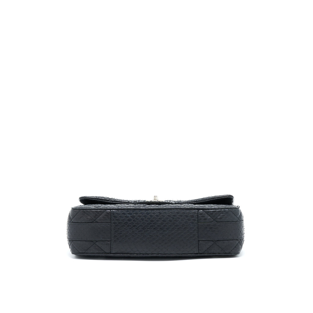 CHANEL TOP HANDLE FLAP BAG PYTHON BLACK SHW