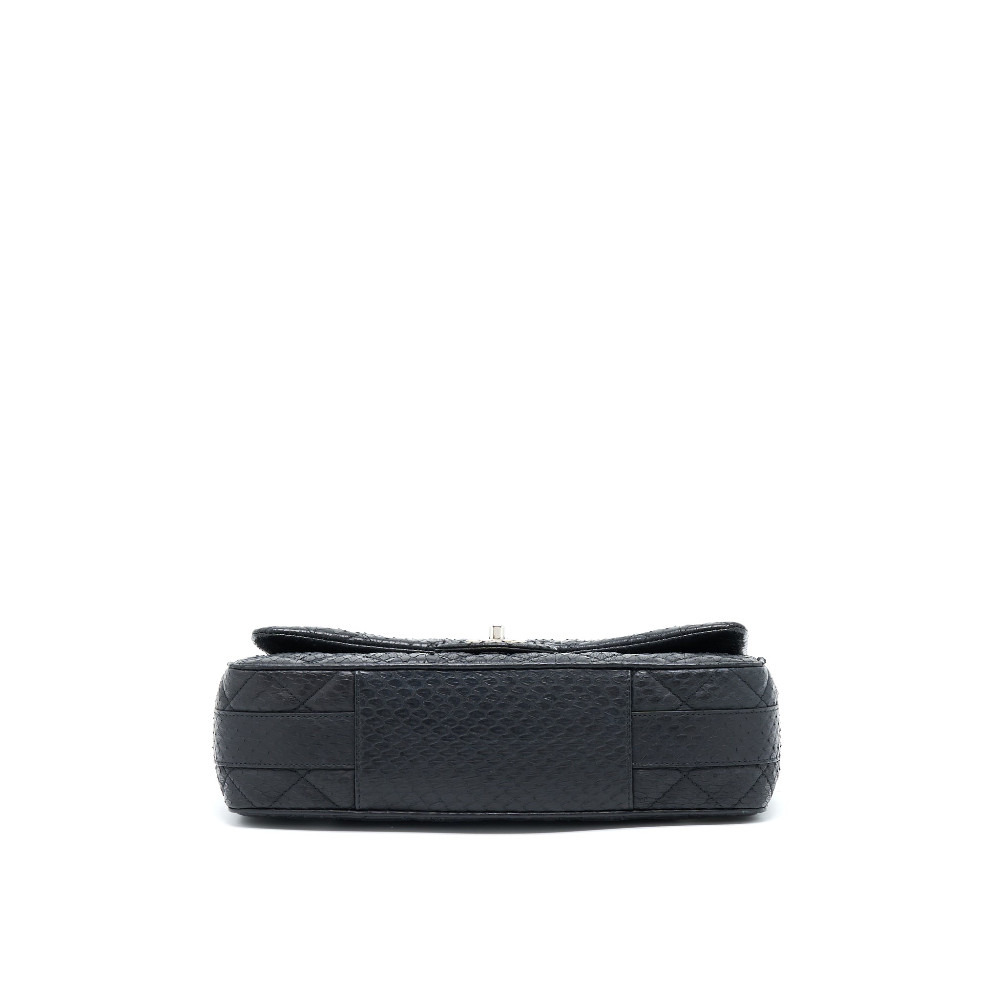 CHANEL TOP HANDLE FLAP BAG PYTHON BLACK SHW