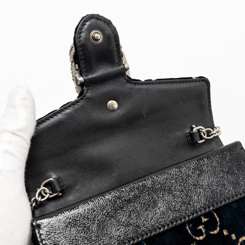 GUCCI DIONYSUS SUPER MINI BAG VELVET DARK BLUE SHW