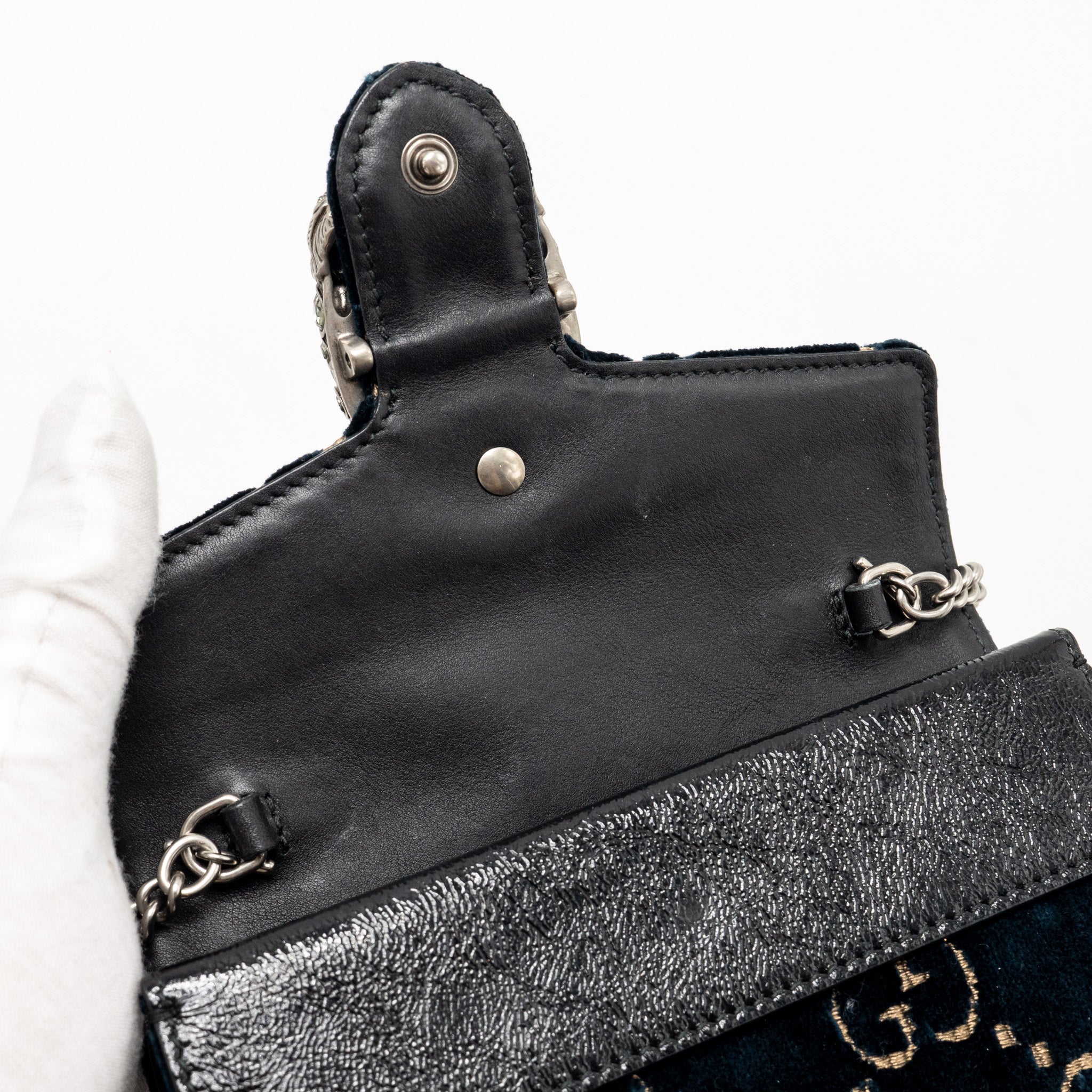 GUCCI DIONYSUS SUPER MINI BAG VELVET DARK BLUE SHW