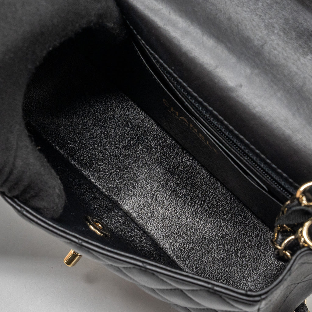 CHANEL CLASSIC MINI RECTANGULAR FLAP BAG LAMBSKIN BLACK GHW