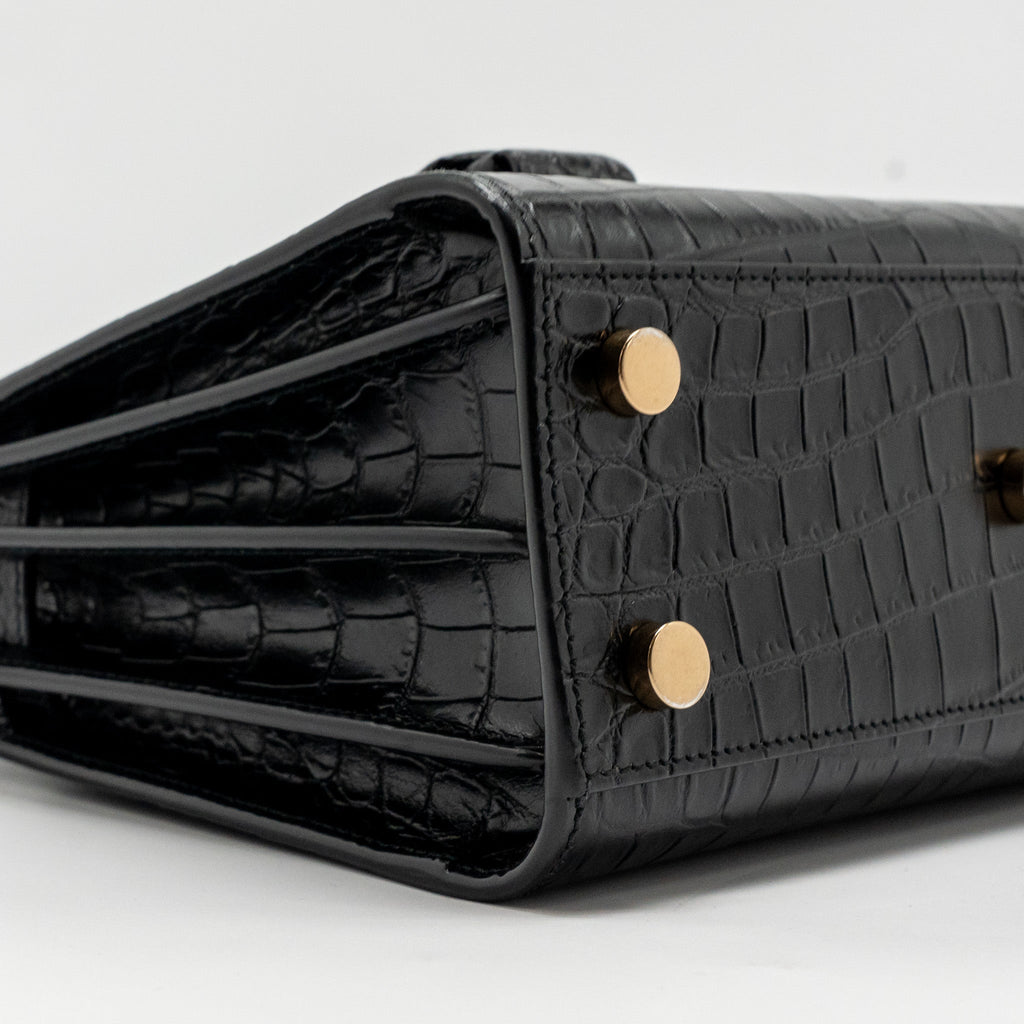SAINT LAURENT/YSL NANO SAC DE JOUR CROC-EMBOSSED CALFSKIN BLACK GHW