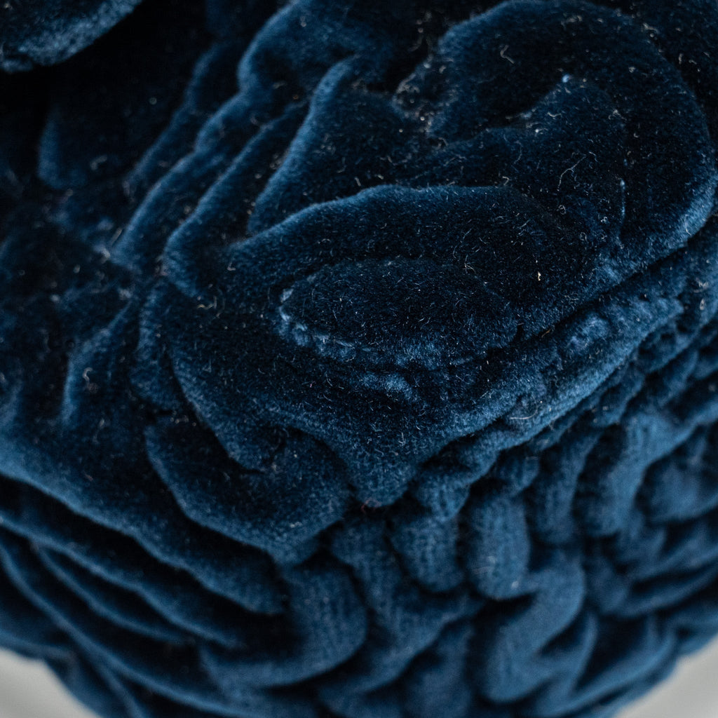CHANEL CAMELLIA EMBOSSED MINI SQUARE FLAP BAG VELVET NAVY GHW (MICROCHIP)